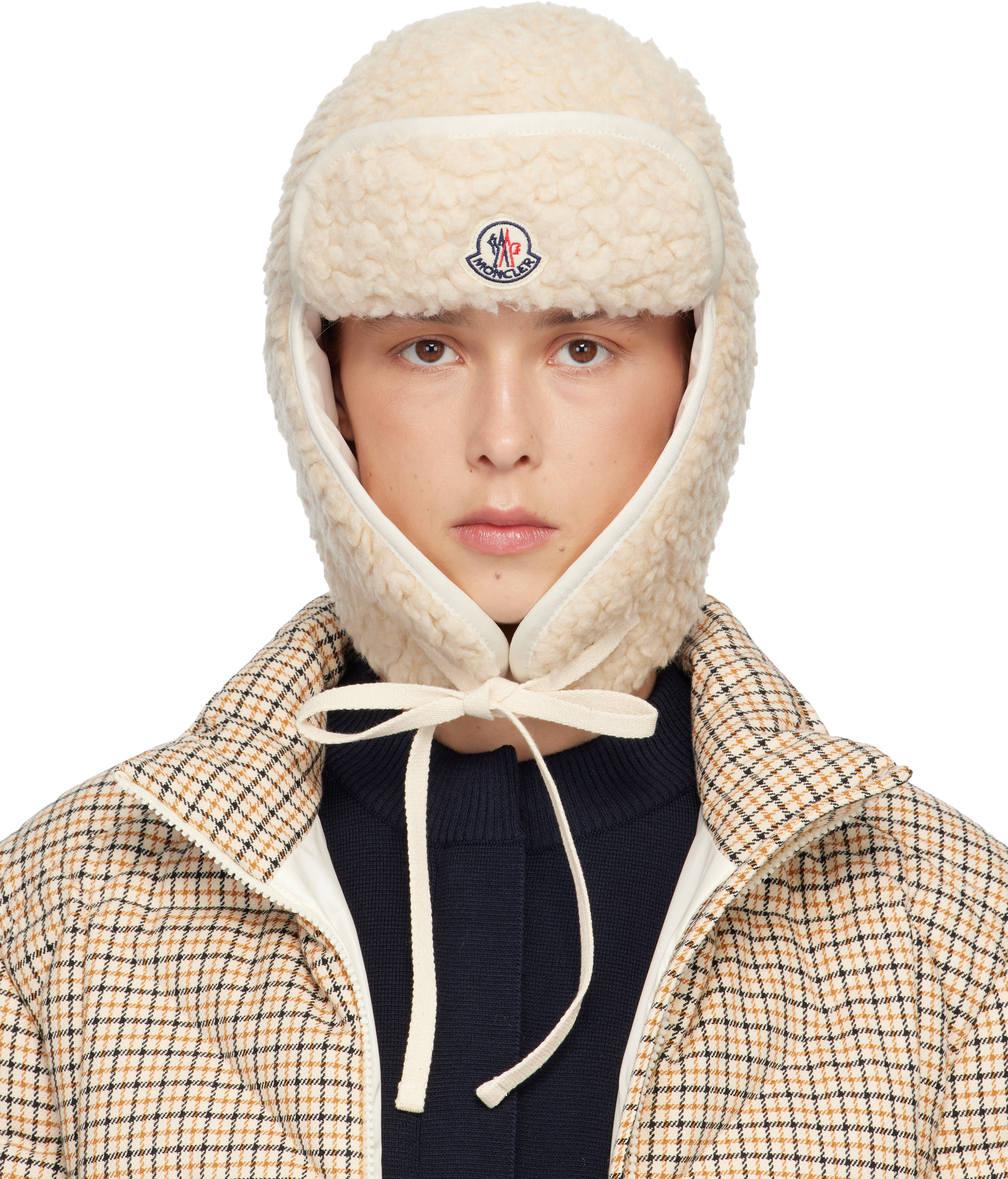 Moncler White Teddy Reversible Hat