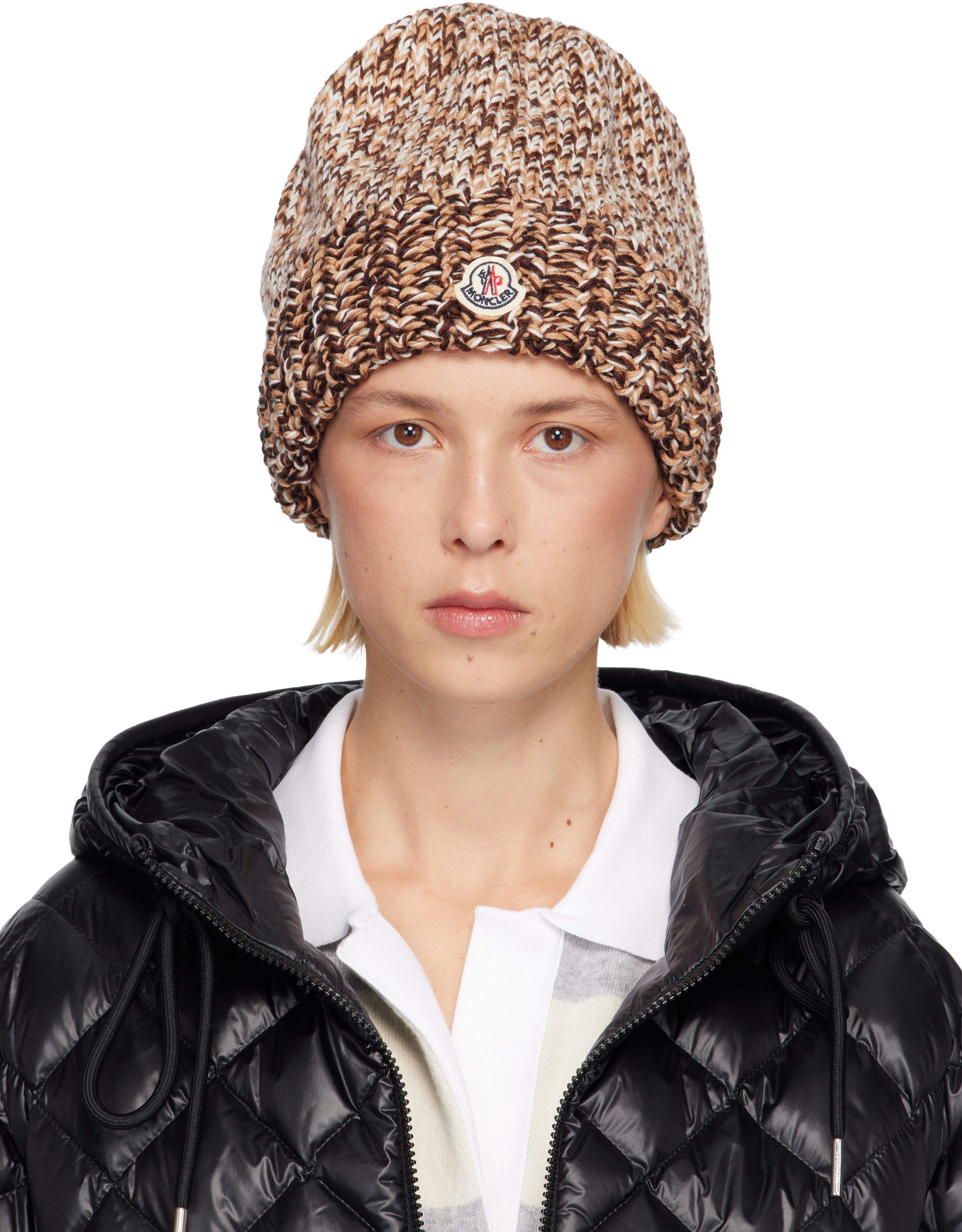 Moncler Brown Mouliné Wool Blend Beanie