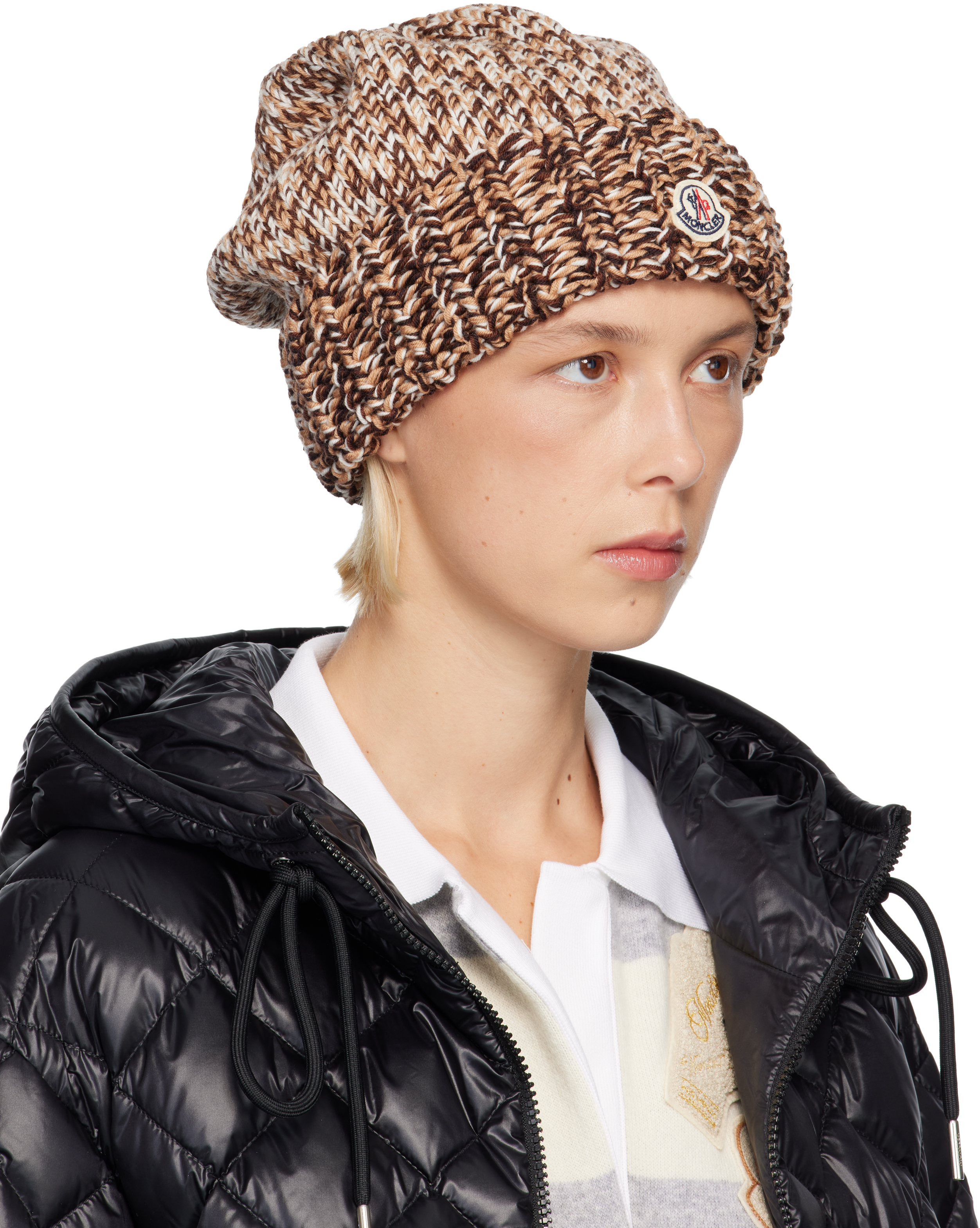 Moncler Brown Mouliné Wool Blend Beanie