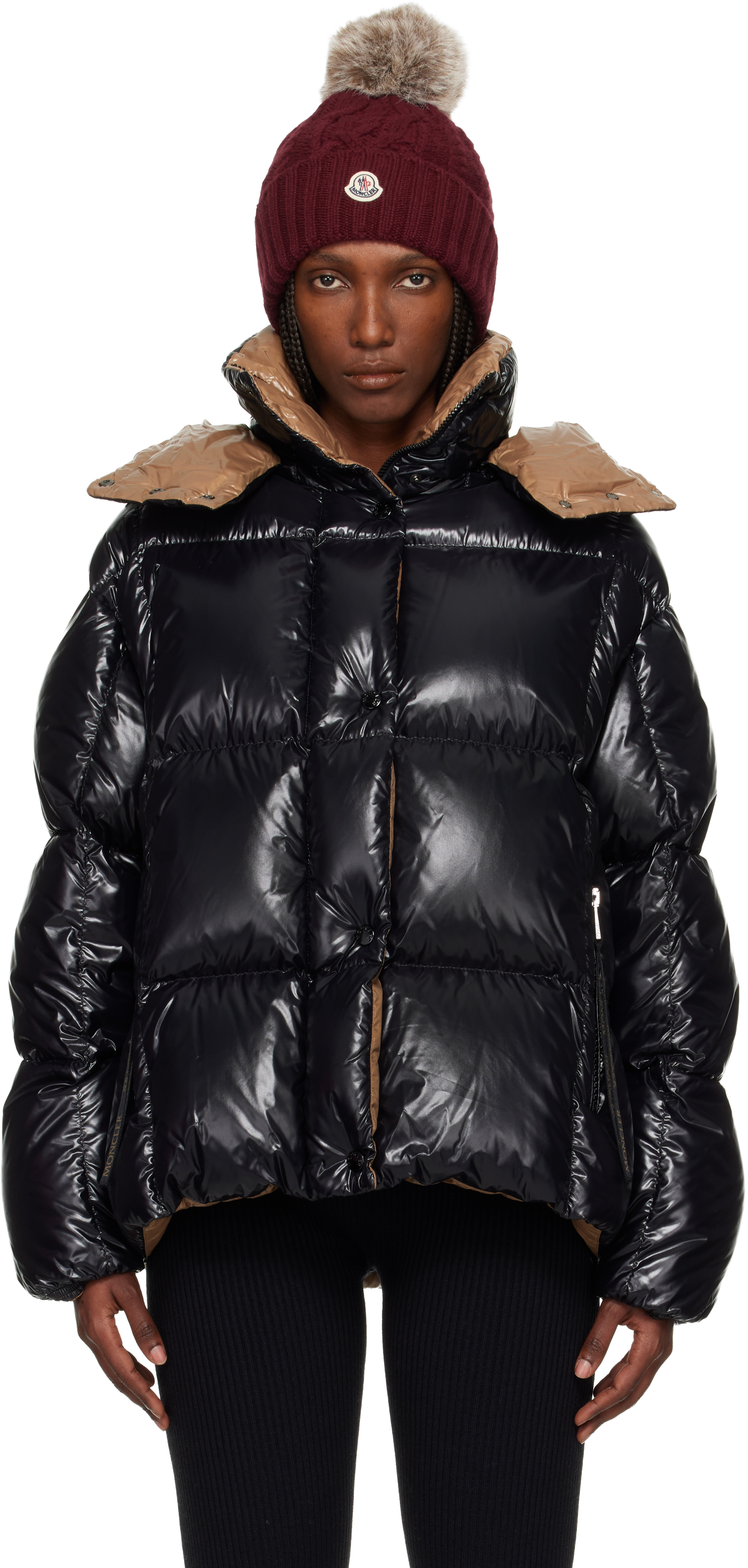 Moncler Black Parana Hooded Short Down Jacket In Black