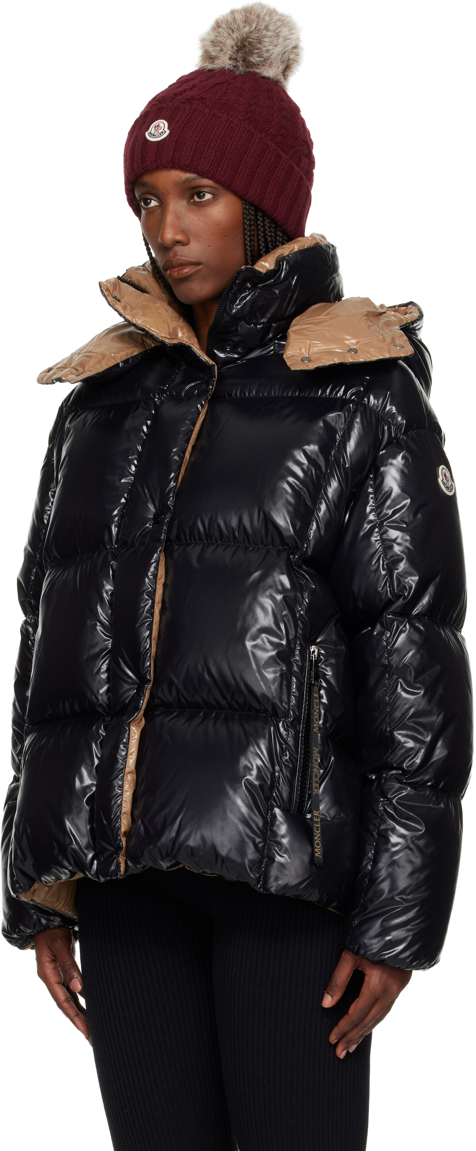 Moncler Black Parana Hooded Short Down Jacket In Black