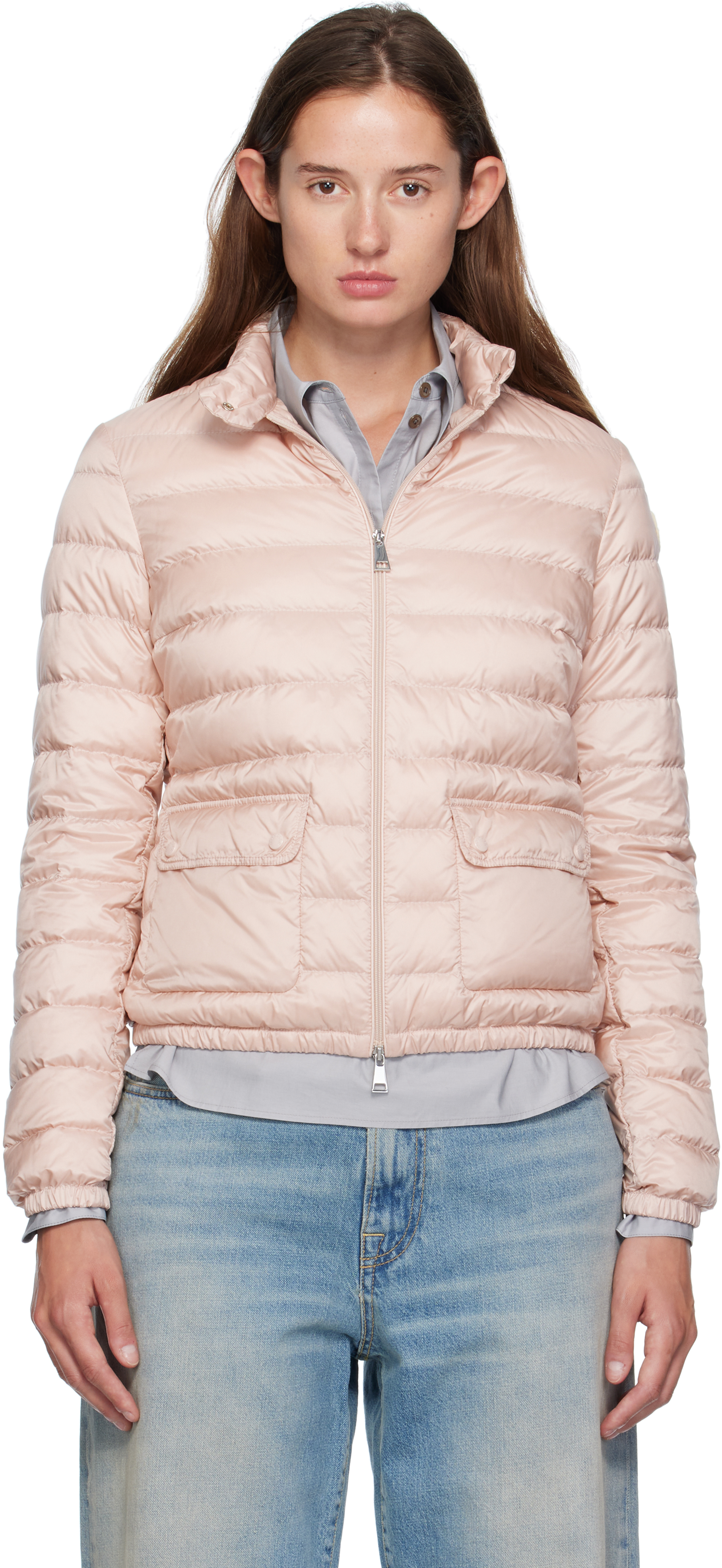 Moncler Pink Lans Down Jacket In Pink