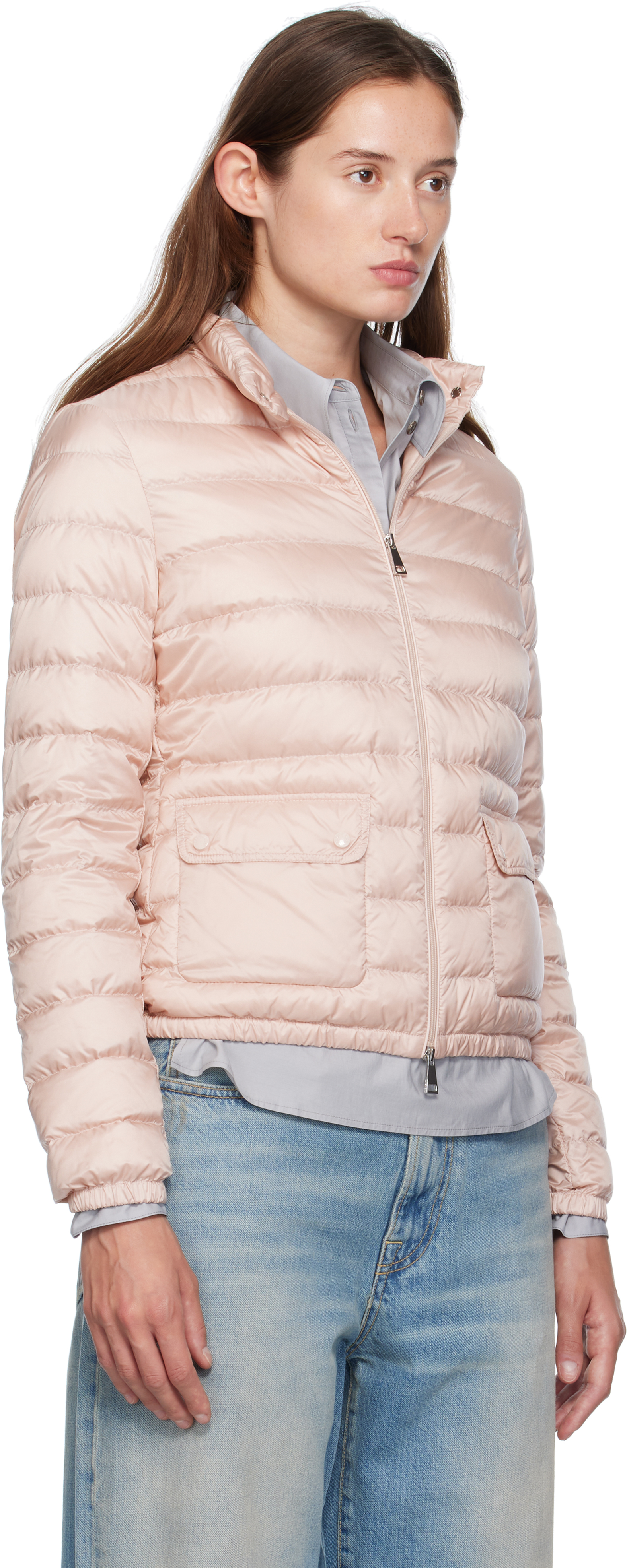 Moncler Pink Lans Down Jacket In Pink