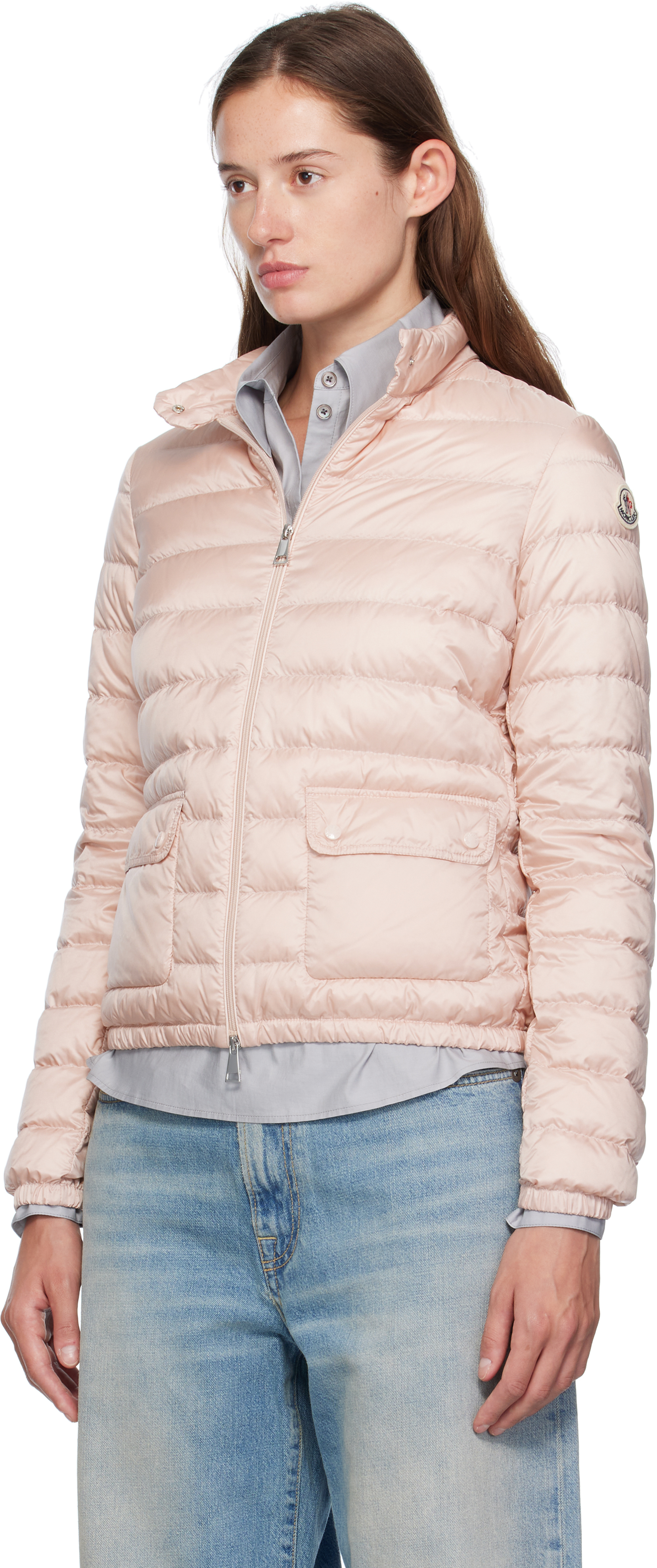 Moncler Pink Lans Down Jacket In Pink