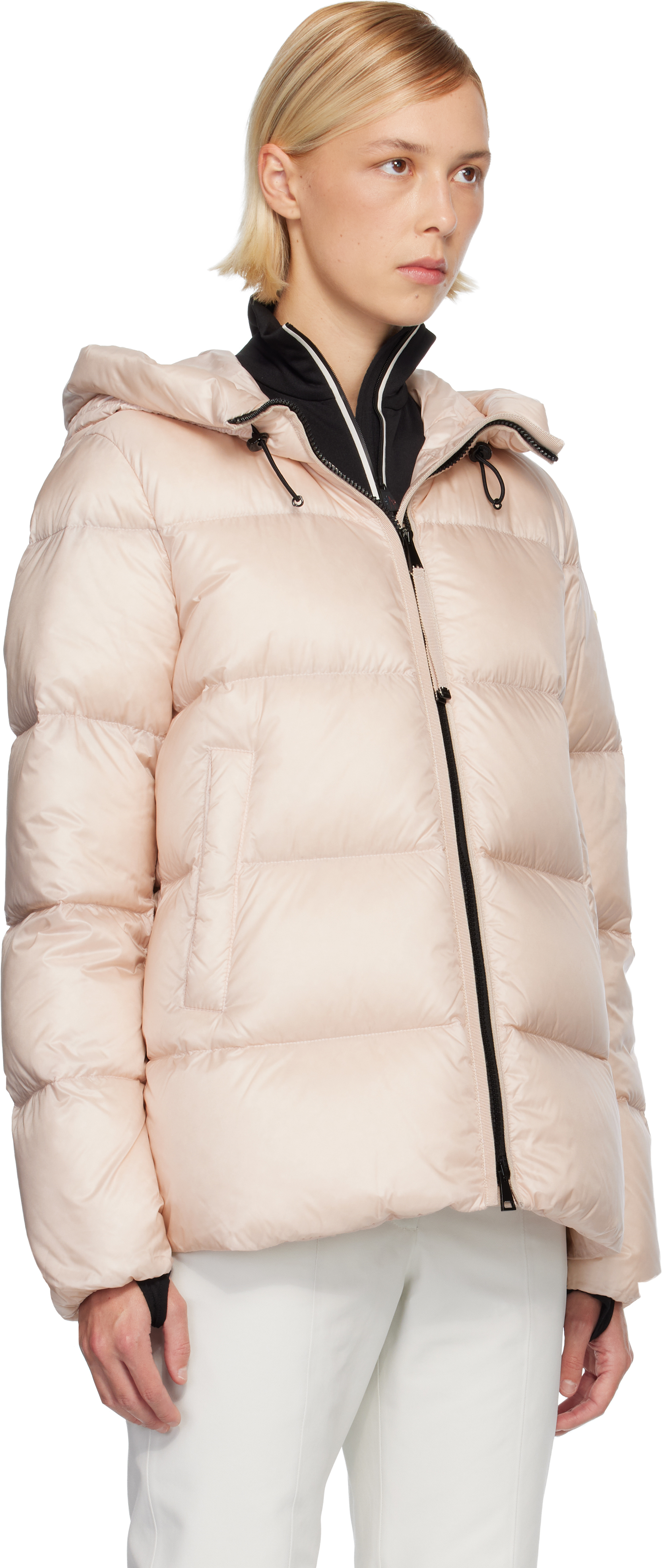 Moncler Pink Serittes Hooded Short Down Jacket