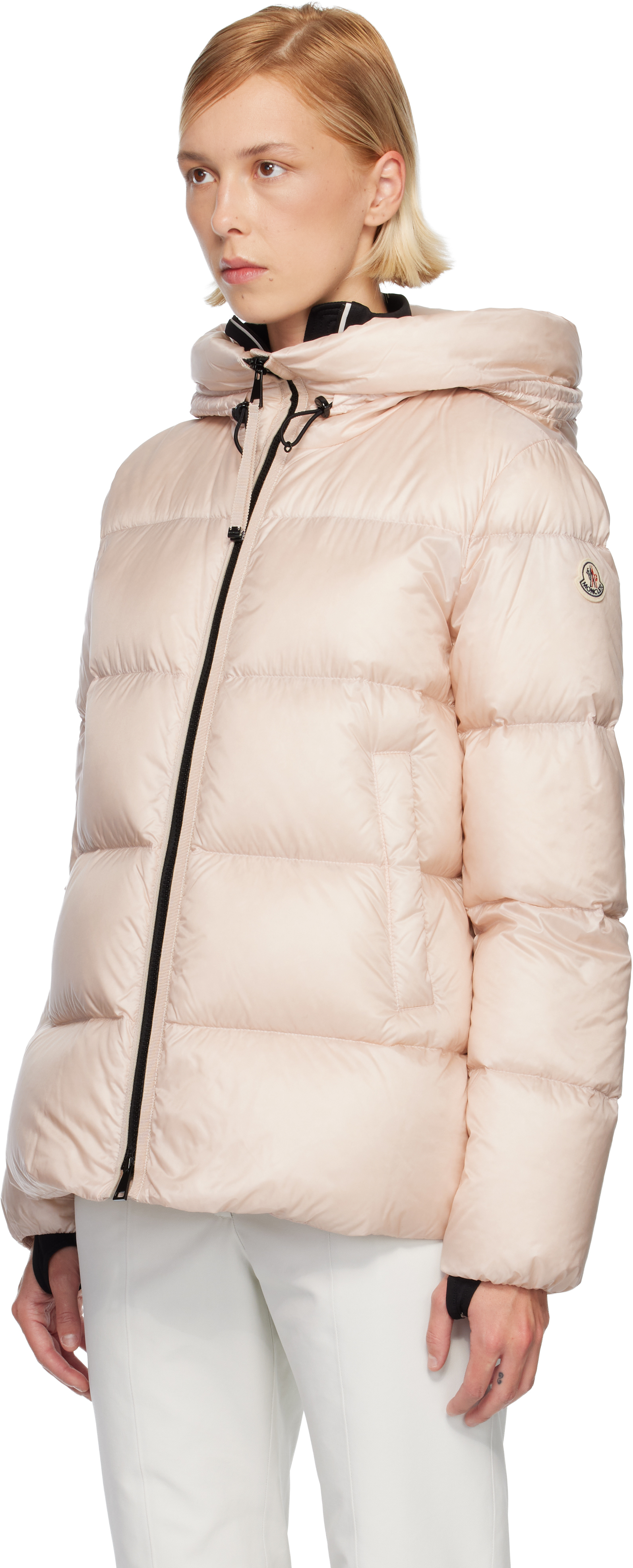 Moncler Pink Serittes Hooded Short Down Jacket