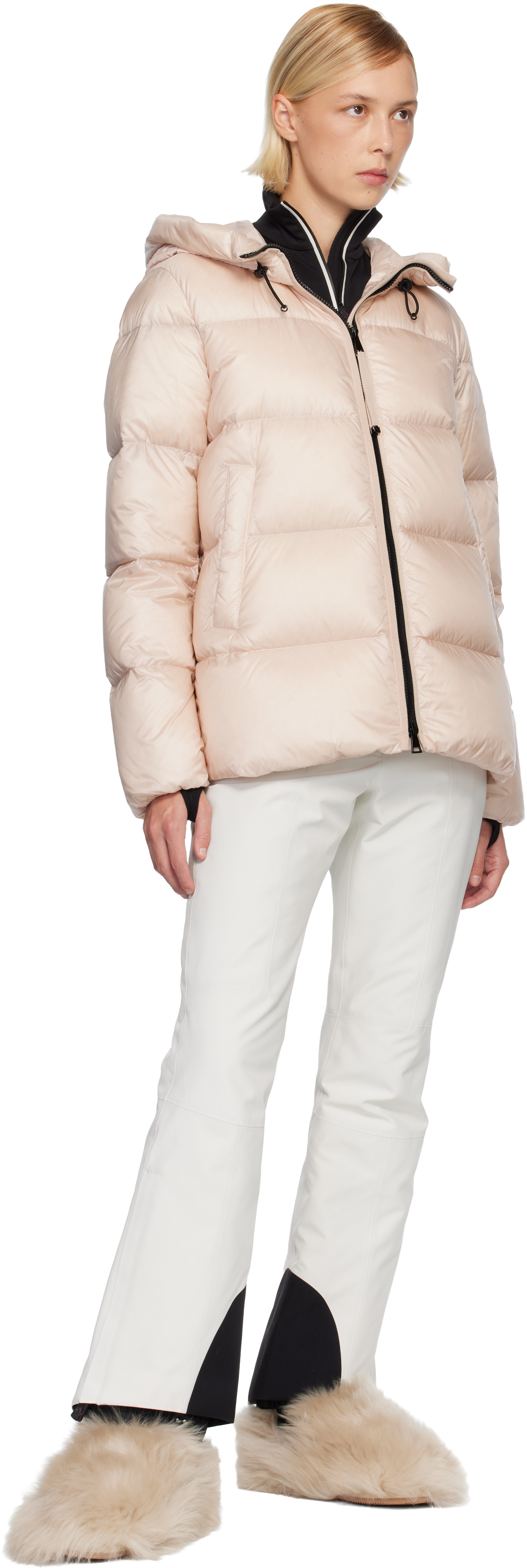 Moncler Pink Serittes Hooded Short Down Jacket