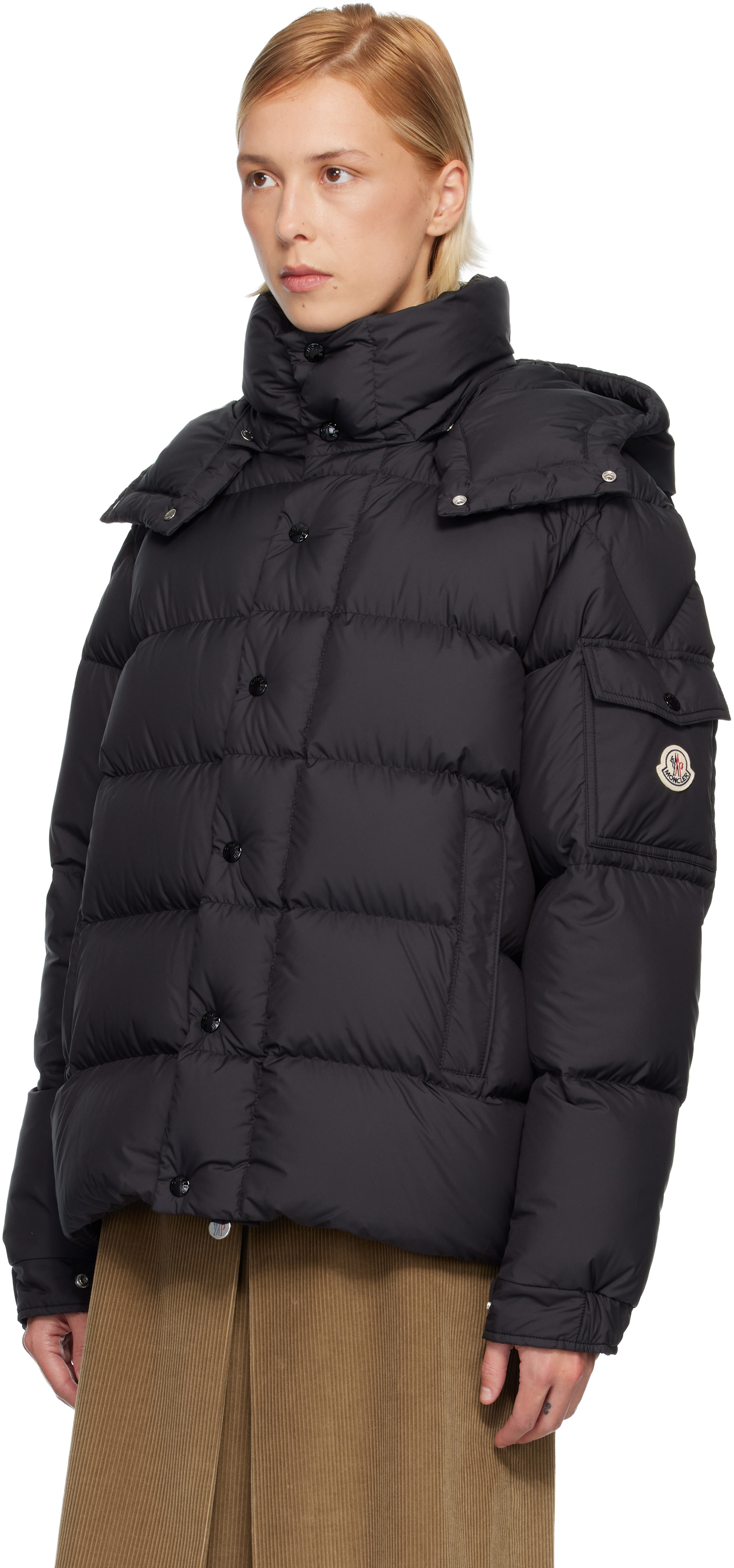 Moncler Black Maya 70 Hooded Short Down Jacket In Black