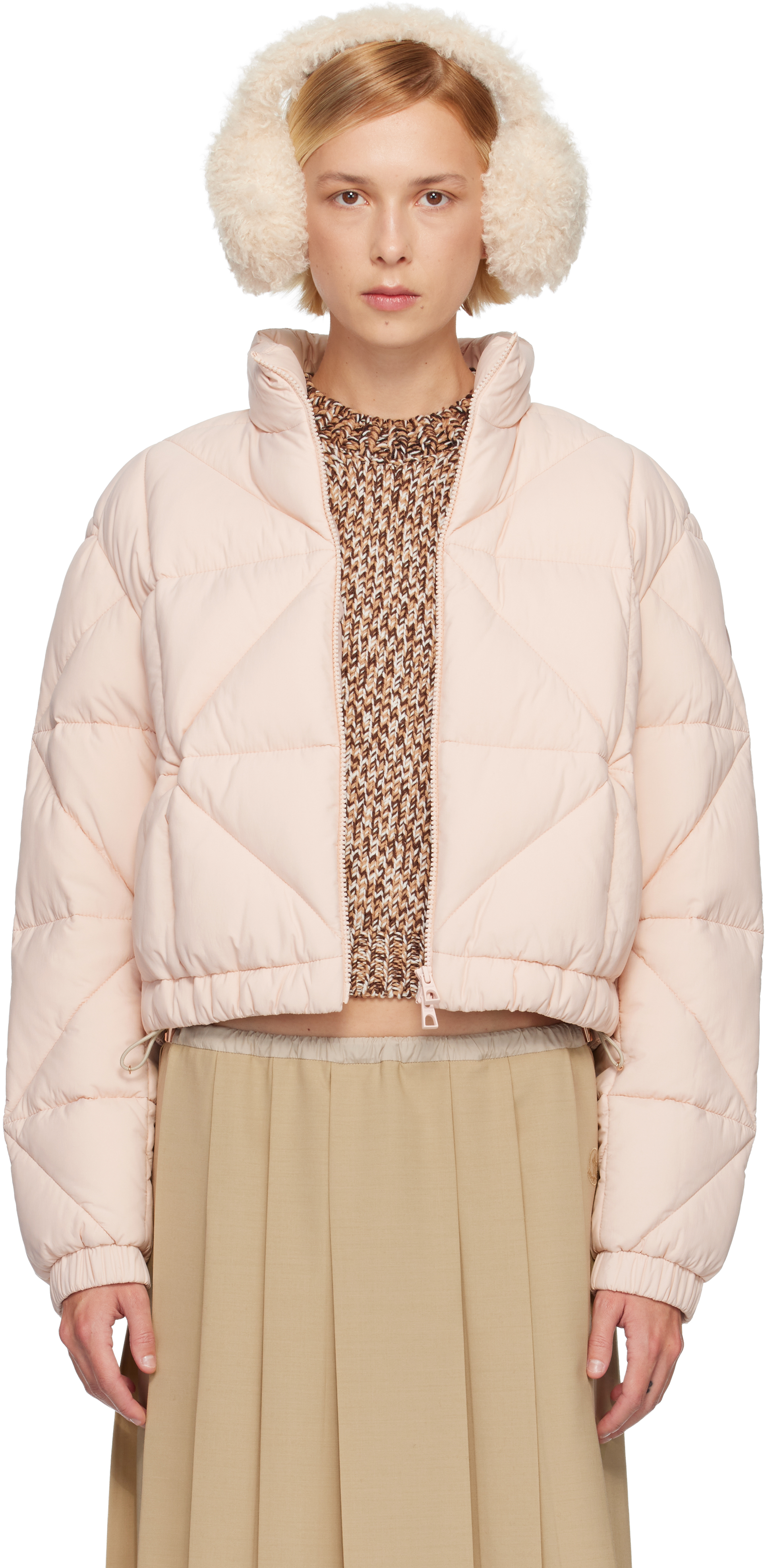 Moncler: Pink Anafi Down Jacket | SSENSE