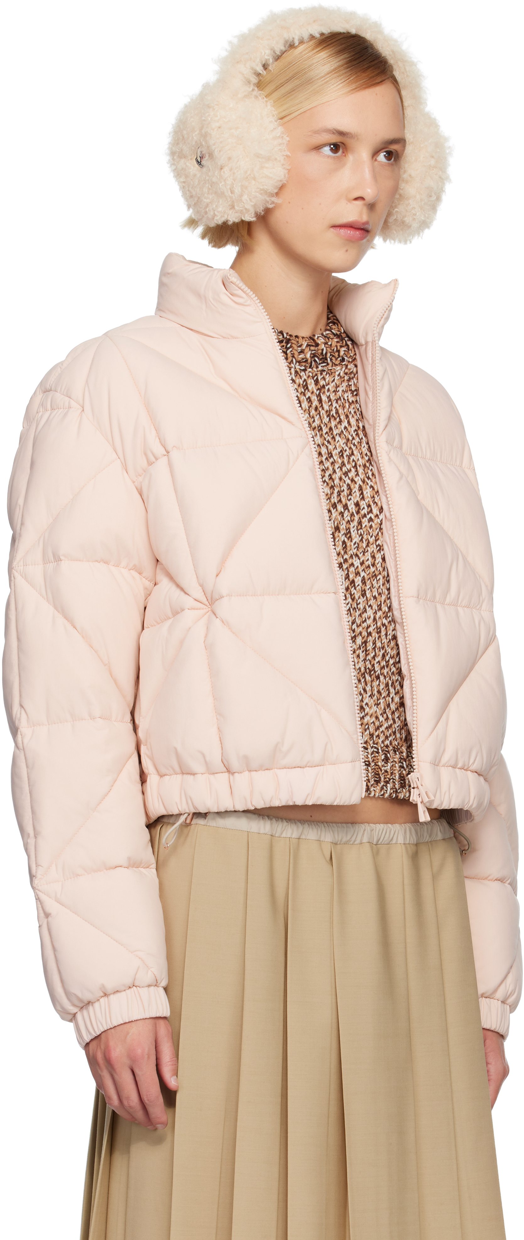 Moncler Pink Anafi Down Jacket In Neutral
