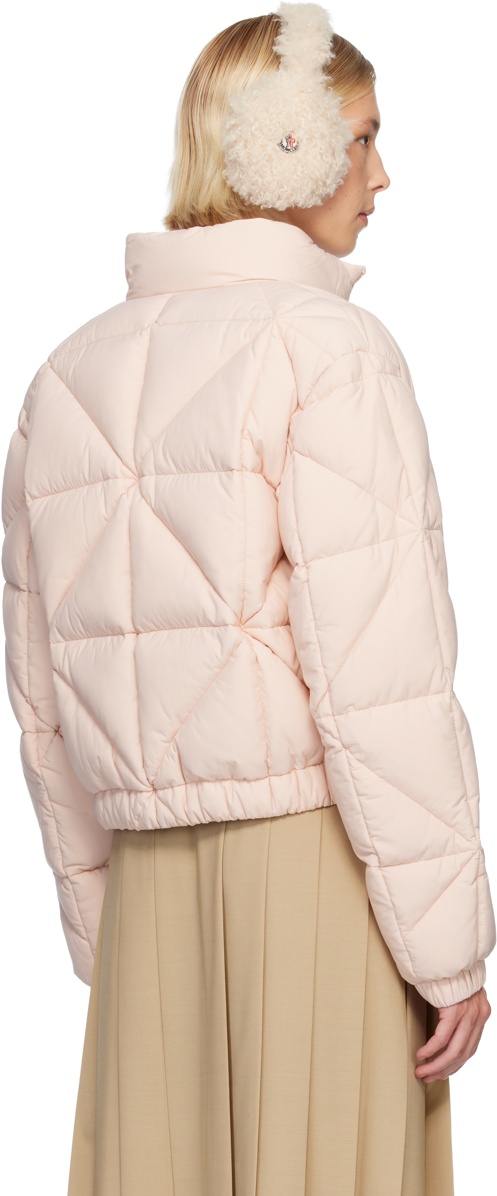 Moncler Pink Anafi Down Jacket In Neutral