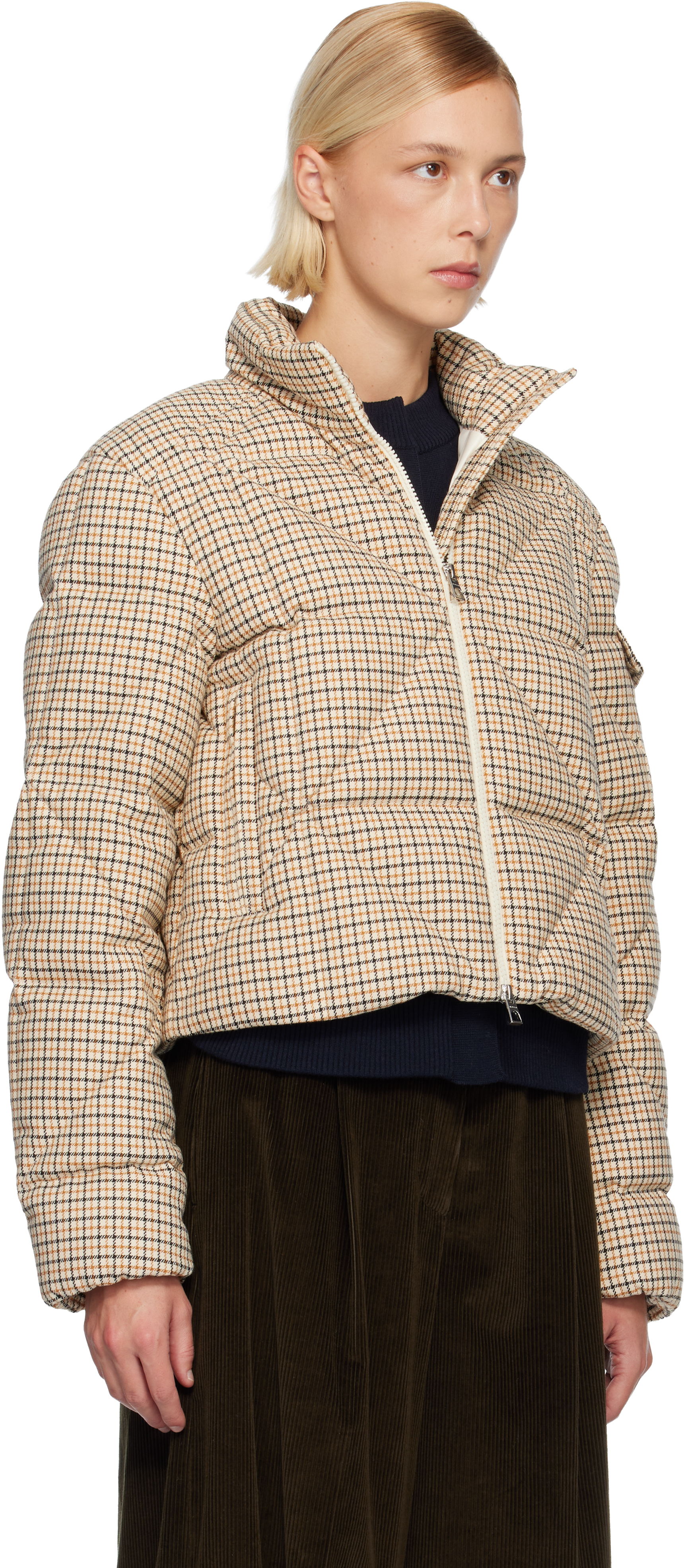 Moncler Off-white Keros Diamond-quilted Wool Blend Short Down Jacket In Neutral