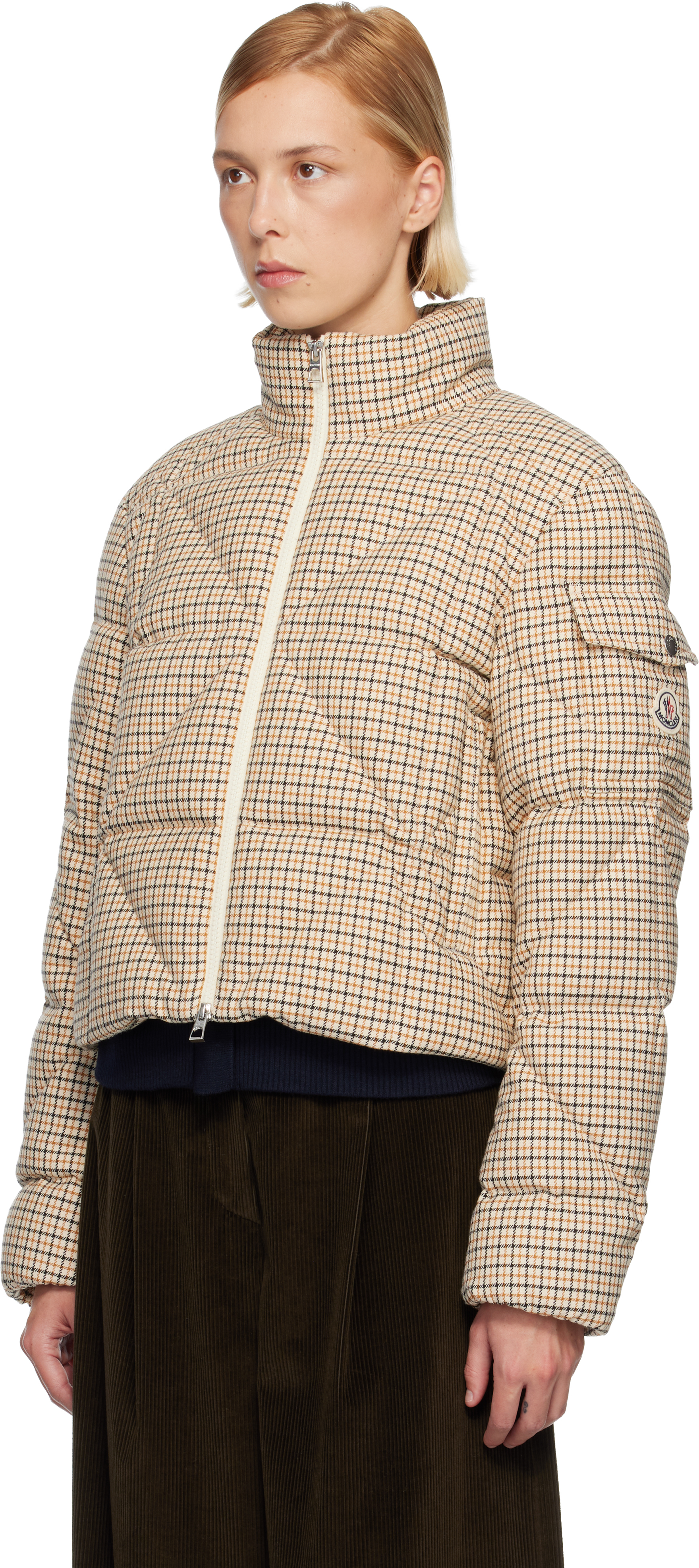 Moncler Off-white Keros Diamond-quilted Wool Blend Short Down Jacket In Neutral