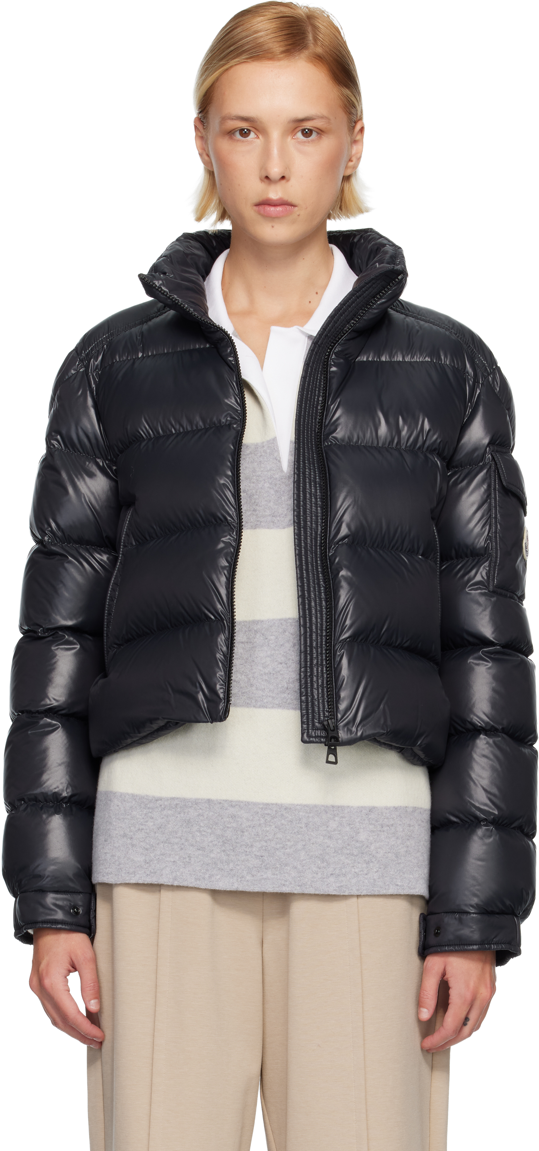 Moncler Black Petra Short Down Jacket In Black