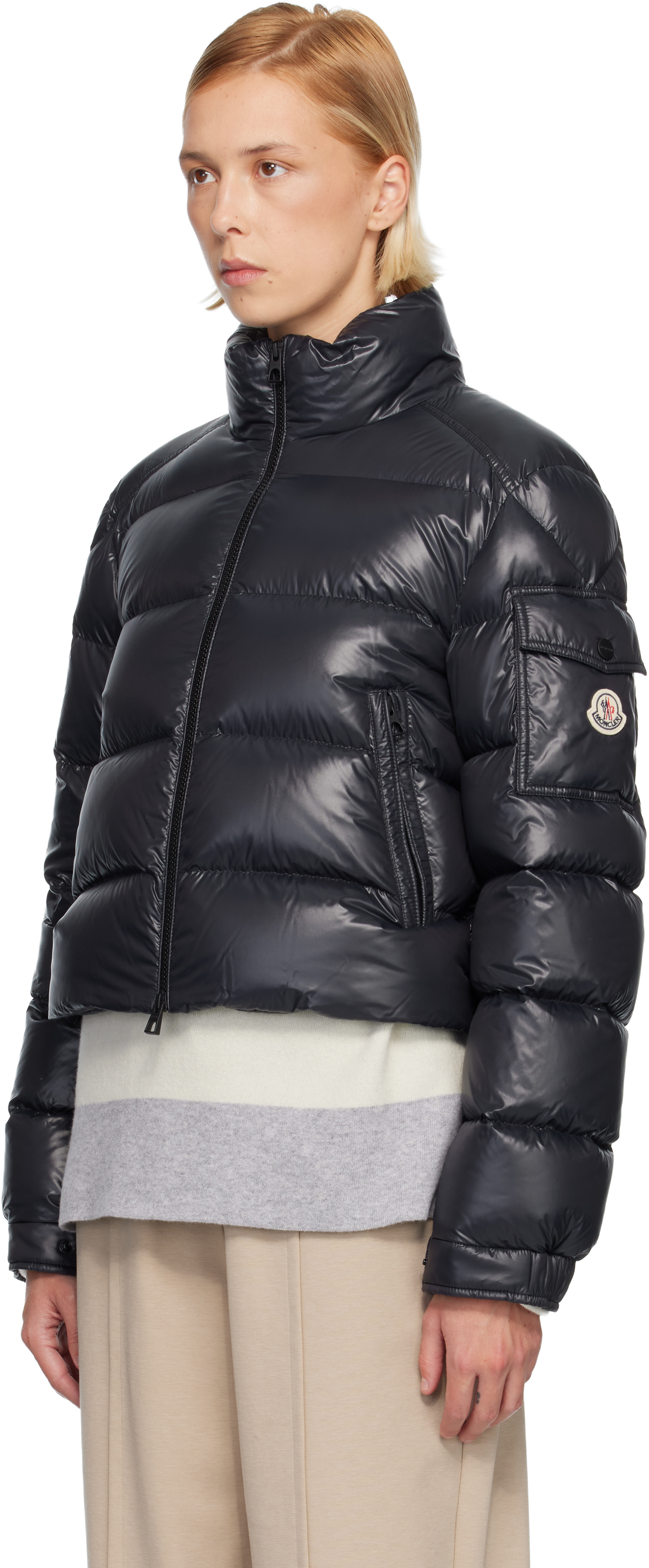 Moncler Black Petra Short Down Jacket In Black
