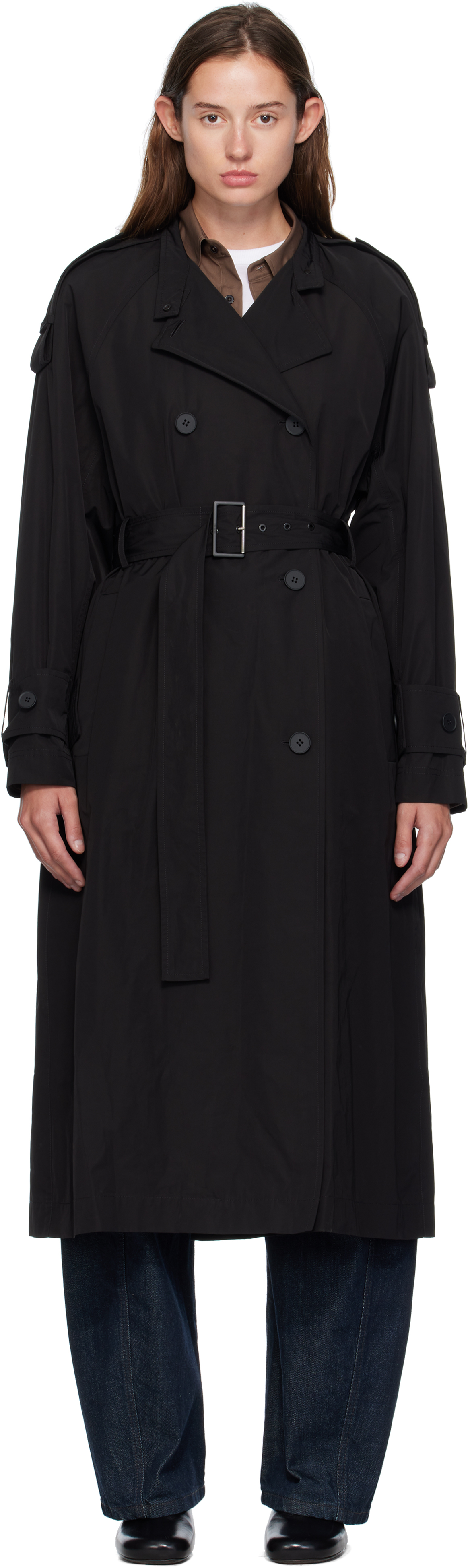 Moncler: ブラック Matte Trevoux トレンチコート | SSENSE 日本