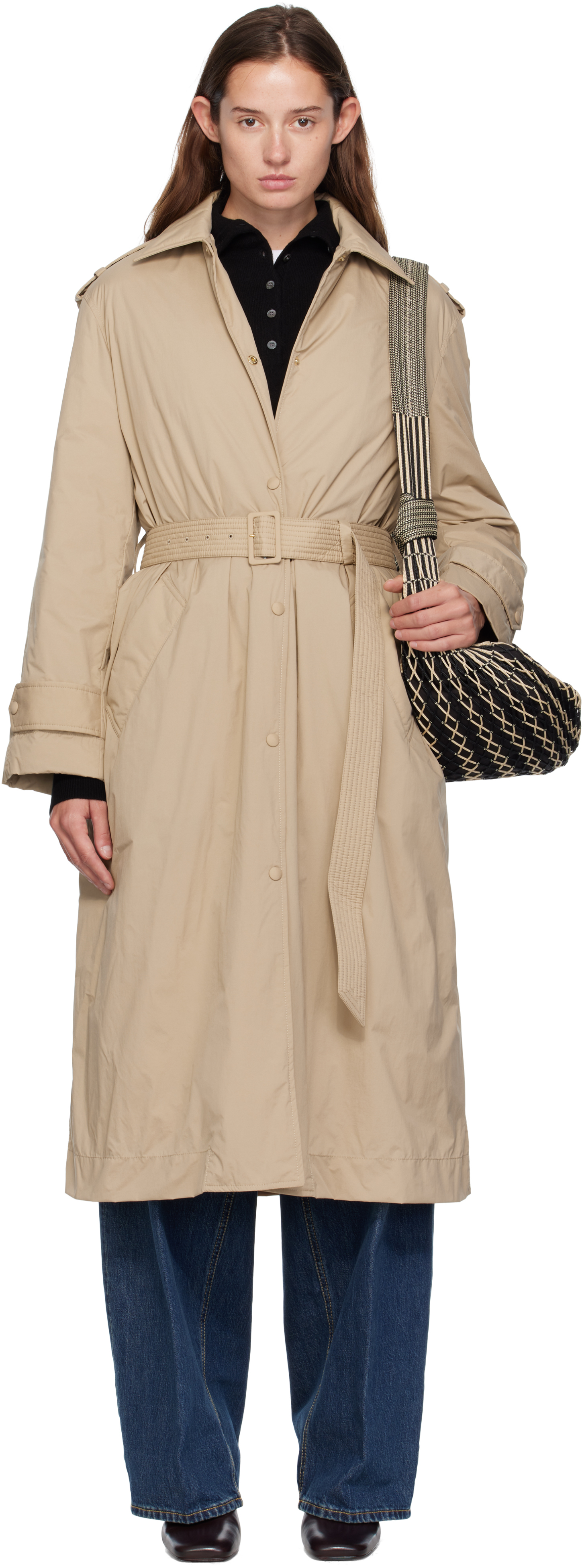 MONCLER ベージュ トレンチコート Beige Yevre Down Trench - Long Jackets & Parka for Women | Moncler US