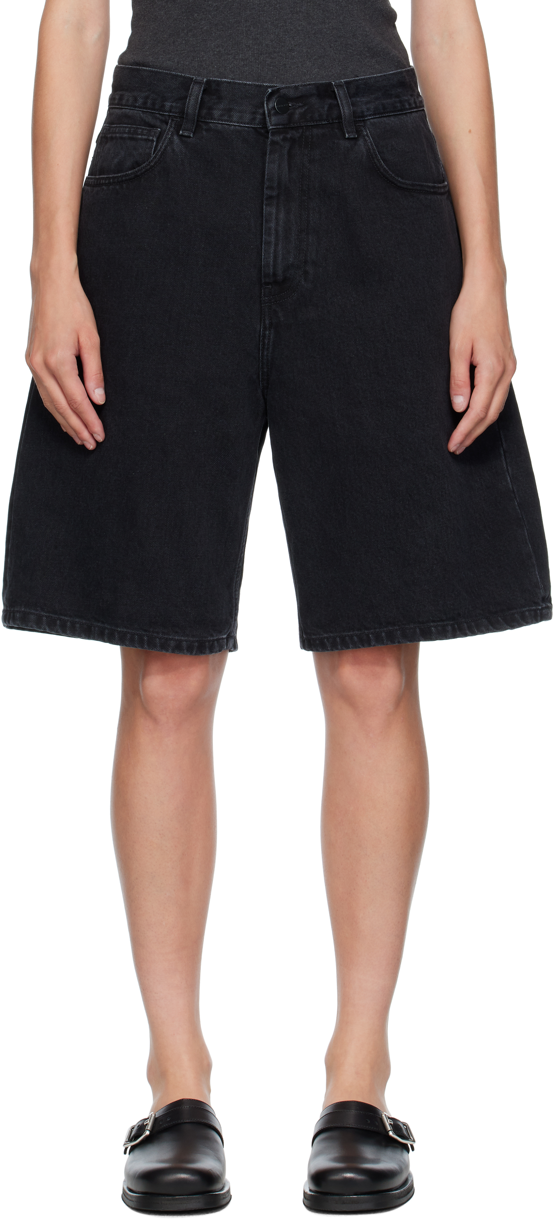 Carhartt Work In Progress: ブラック Brandon デニムショートパンツ 
