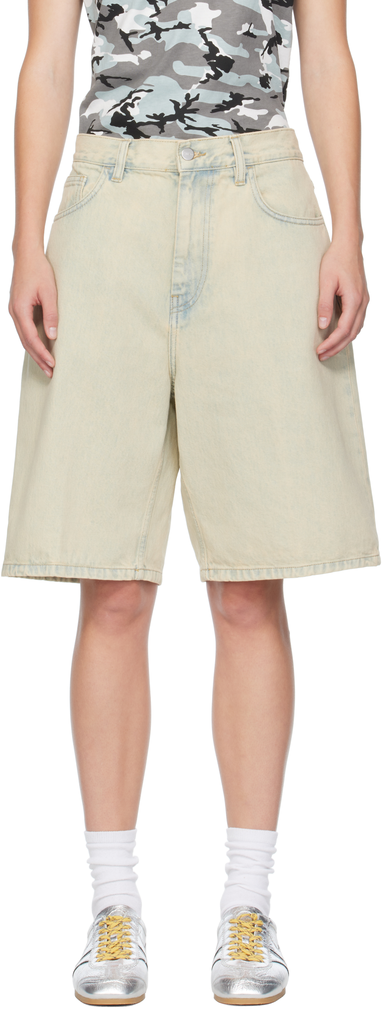 Carhartt Beige Brandon Denim Shorts In Green