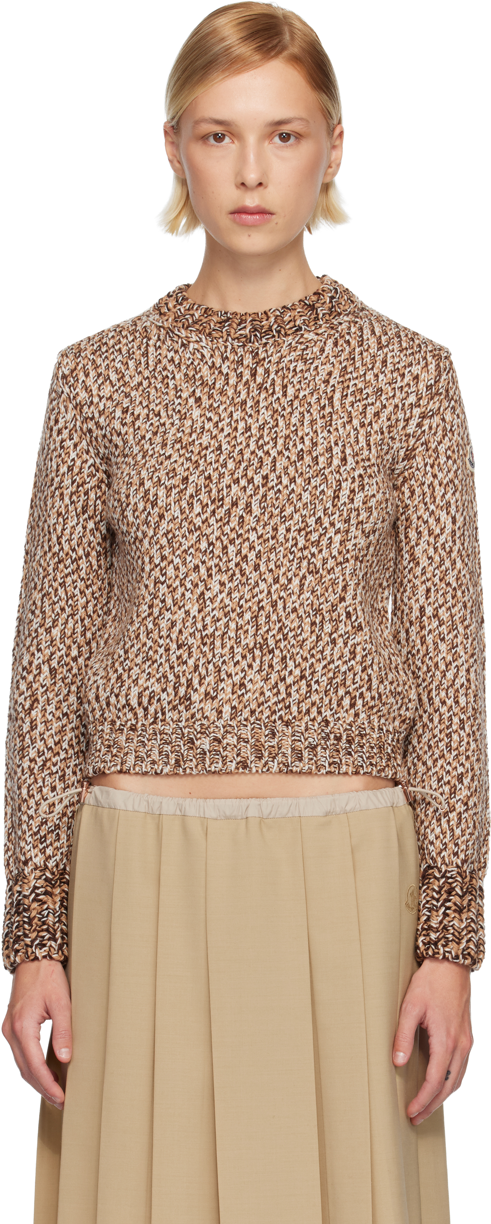 Moncler Brown Mouliné Wool Sweater In Brown