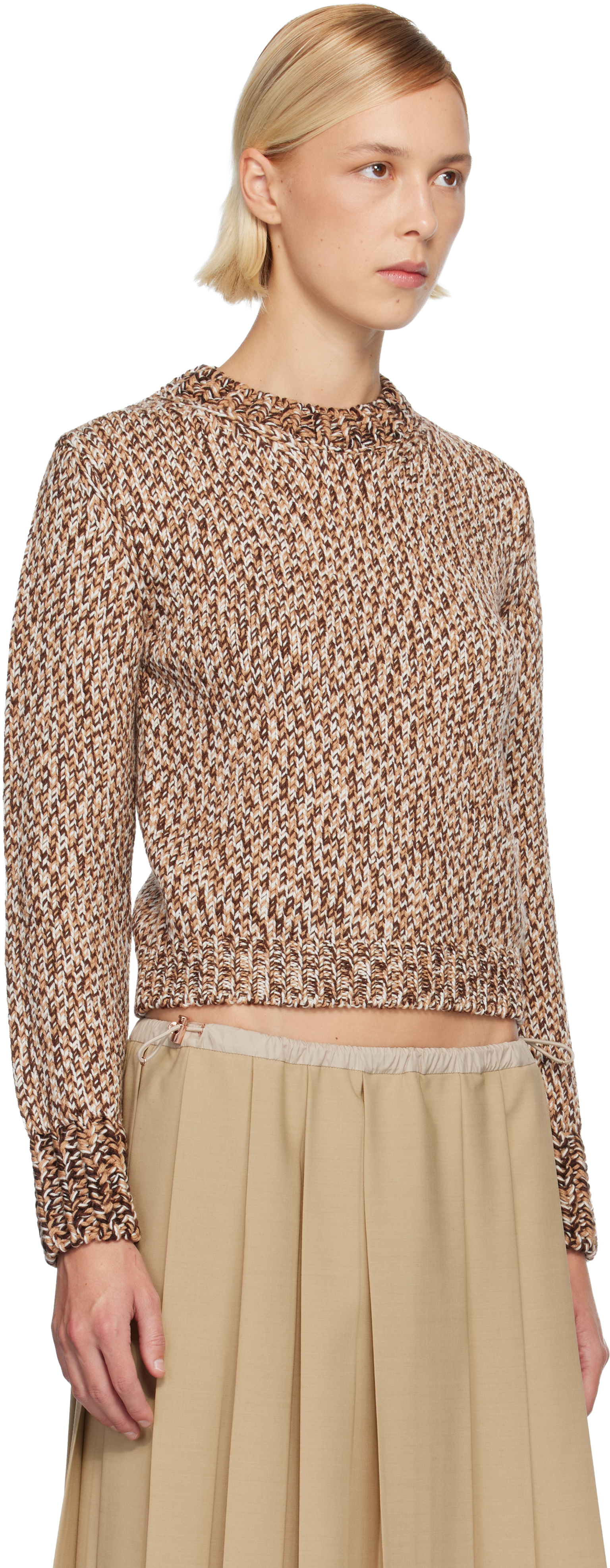 Moncler Brown Mouliné Wool Sweater In Brown