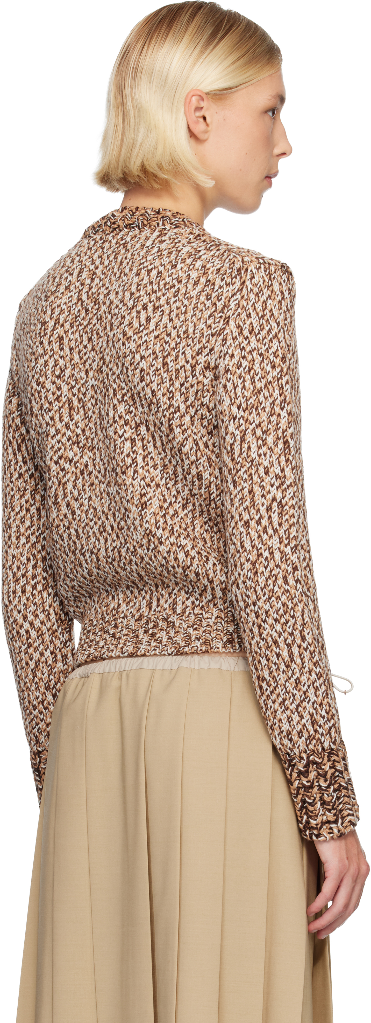 Moncler Brown Mouliné Wool Sweater In Brown