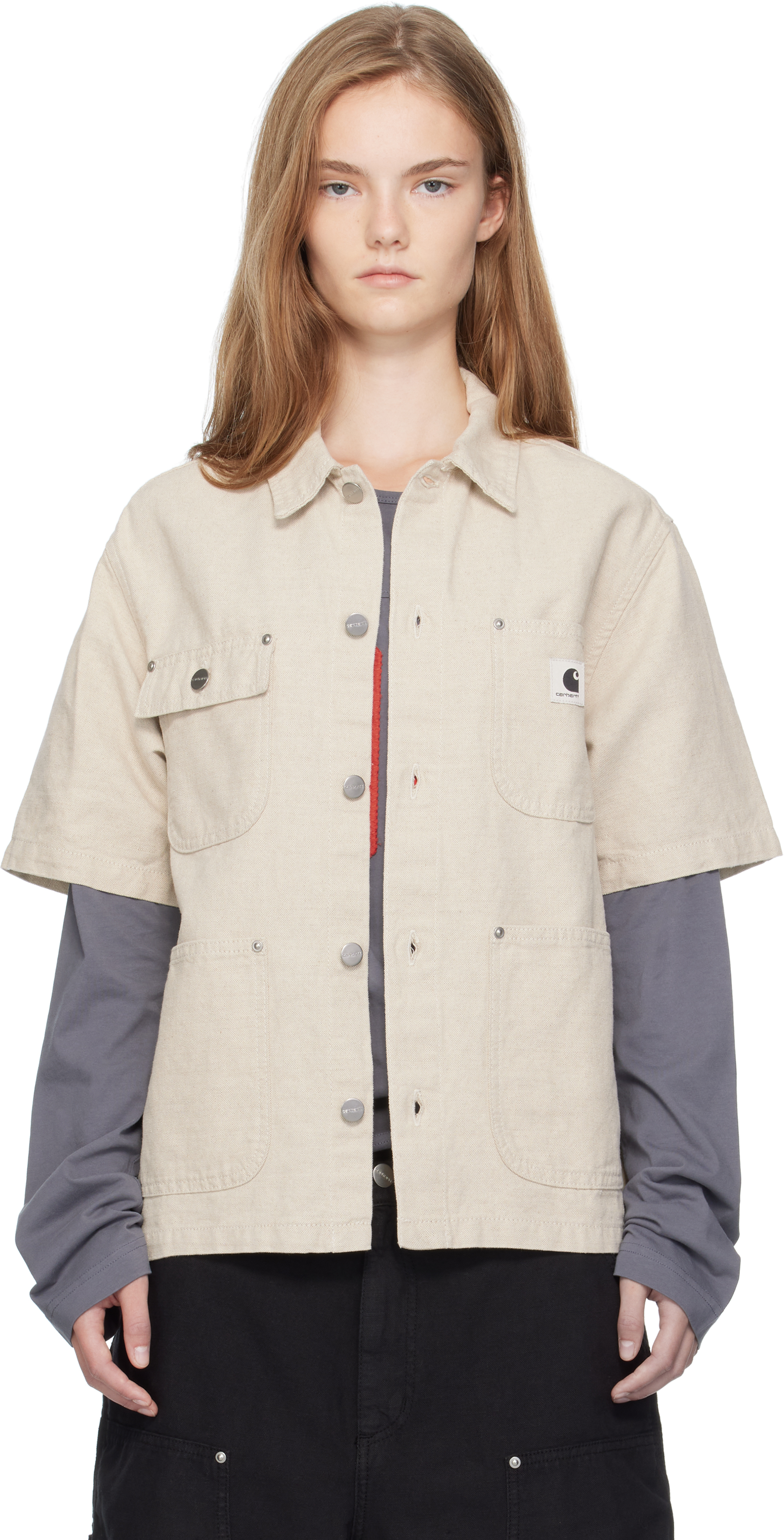 Carhartt Beige Short Sleeve Michigan Shirt In White