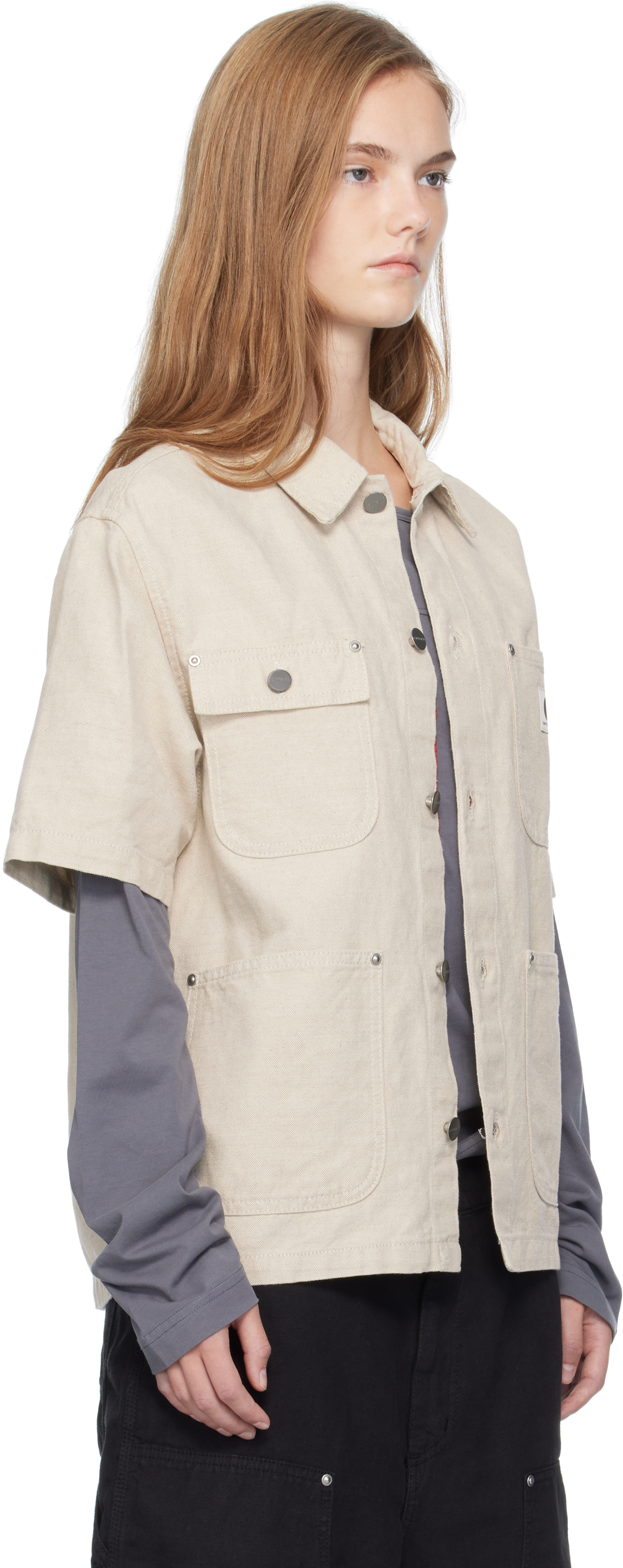 Carhartt Beige Short Sleeve Michigan Shirt In White