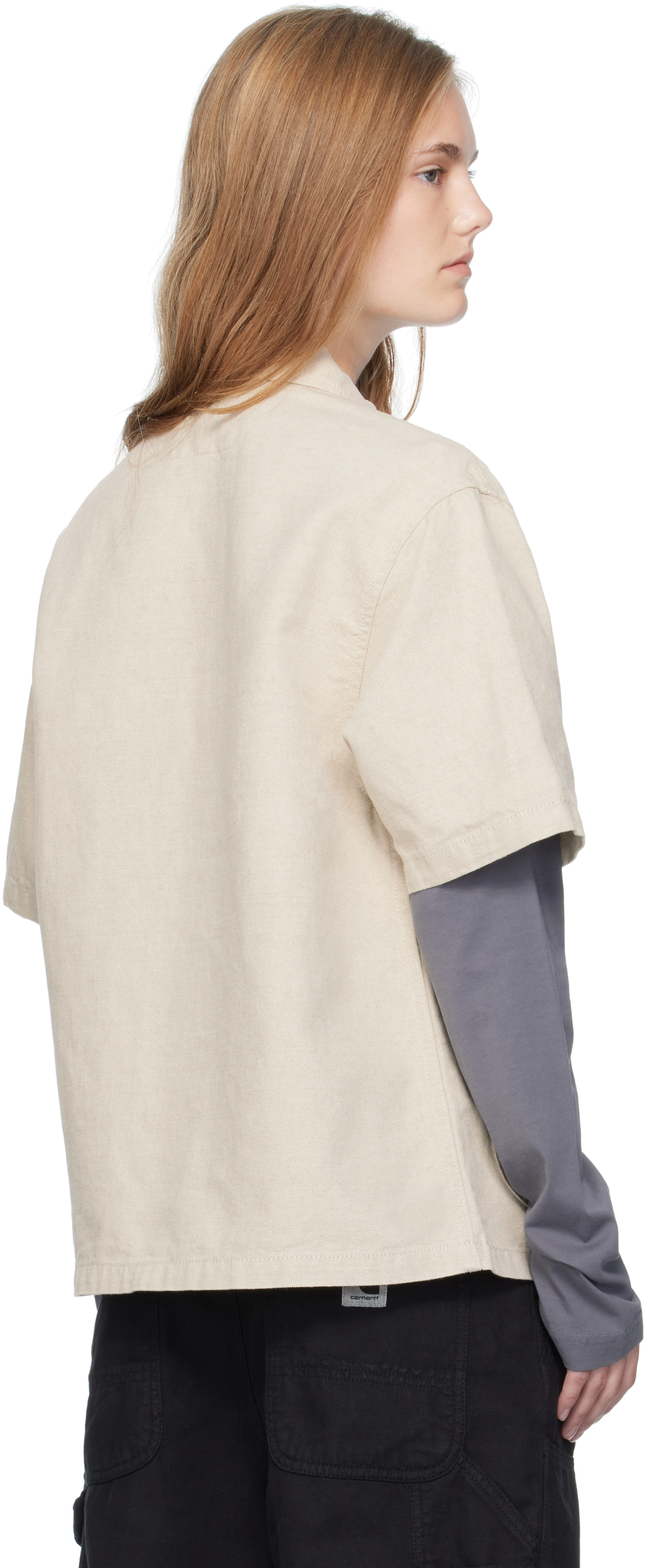 Carhartt Beige Short Sleeve Michigan Shirt In White