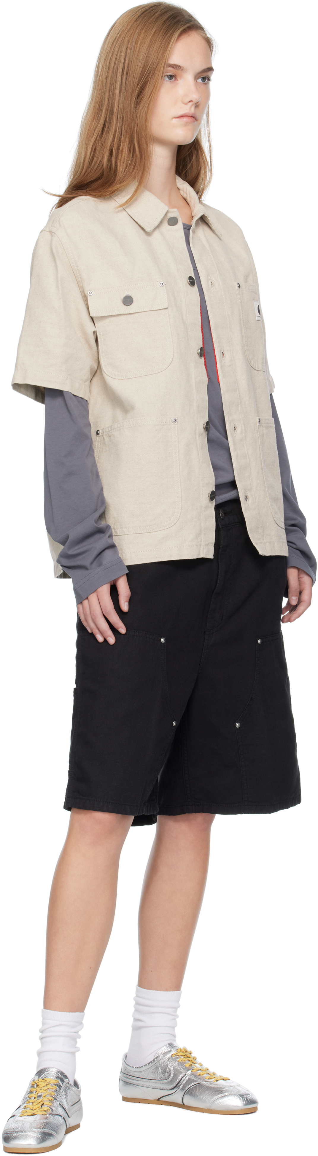 Carhartt Beige Short Sleeve Michigan Shirt In White