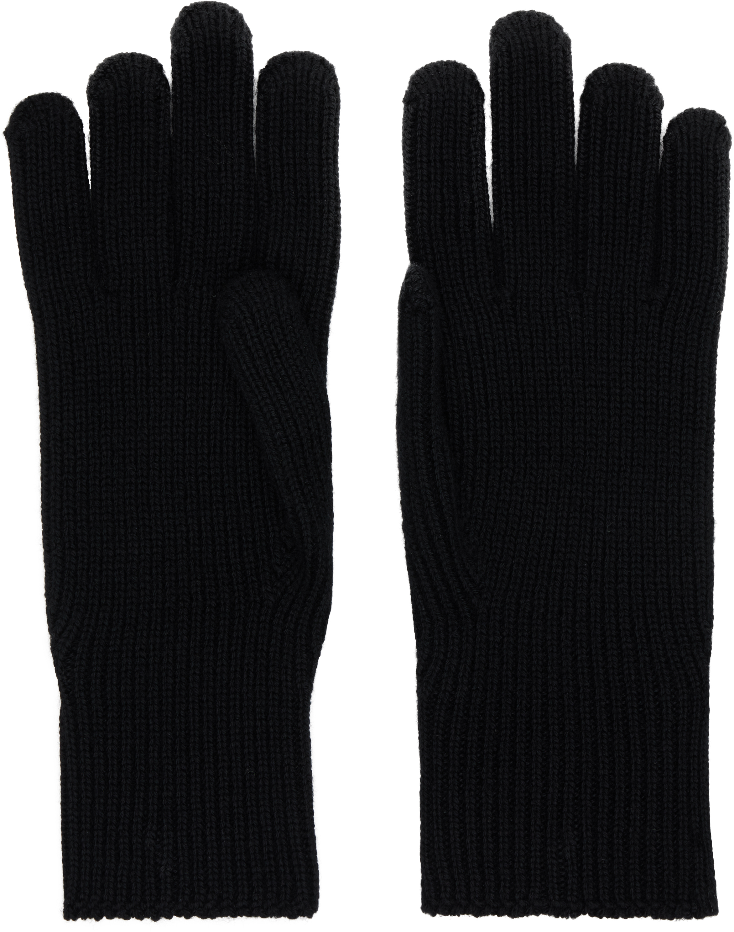 Moncler Gants En Laine Vierge In Black
