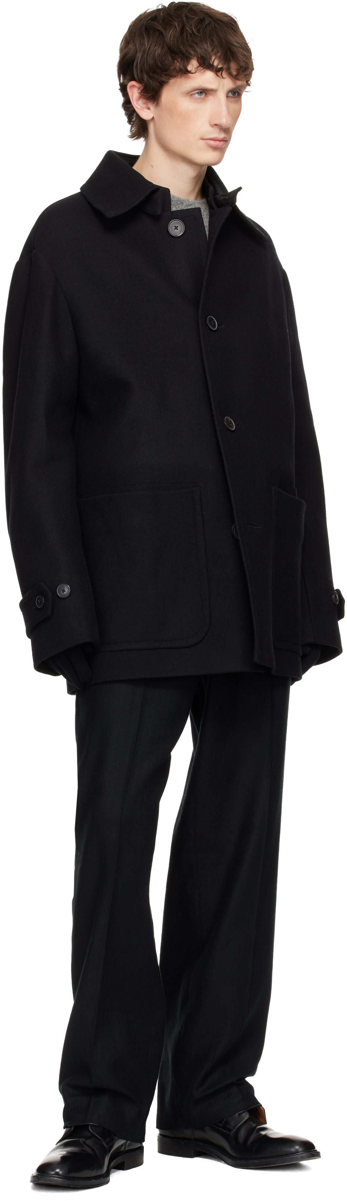 Moncler Gants En Laine Vierge In Black