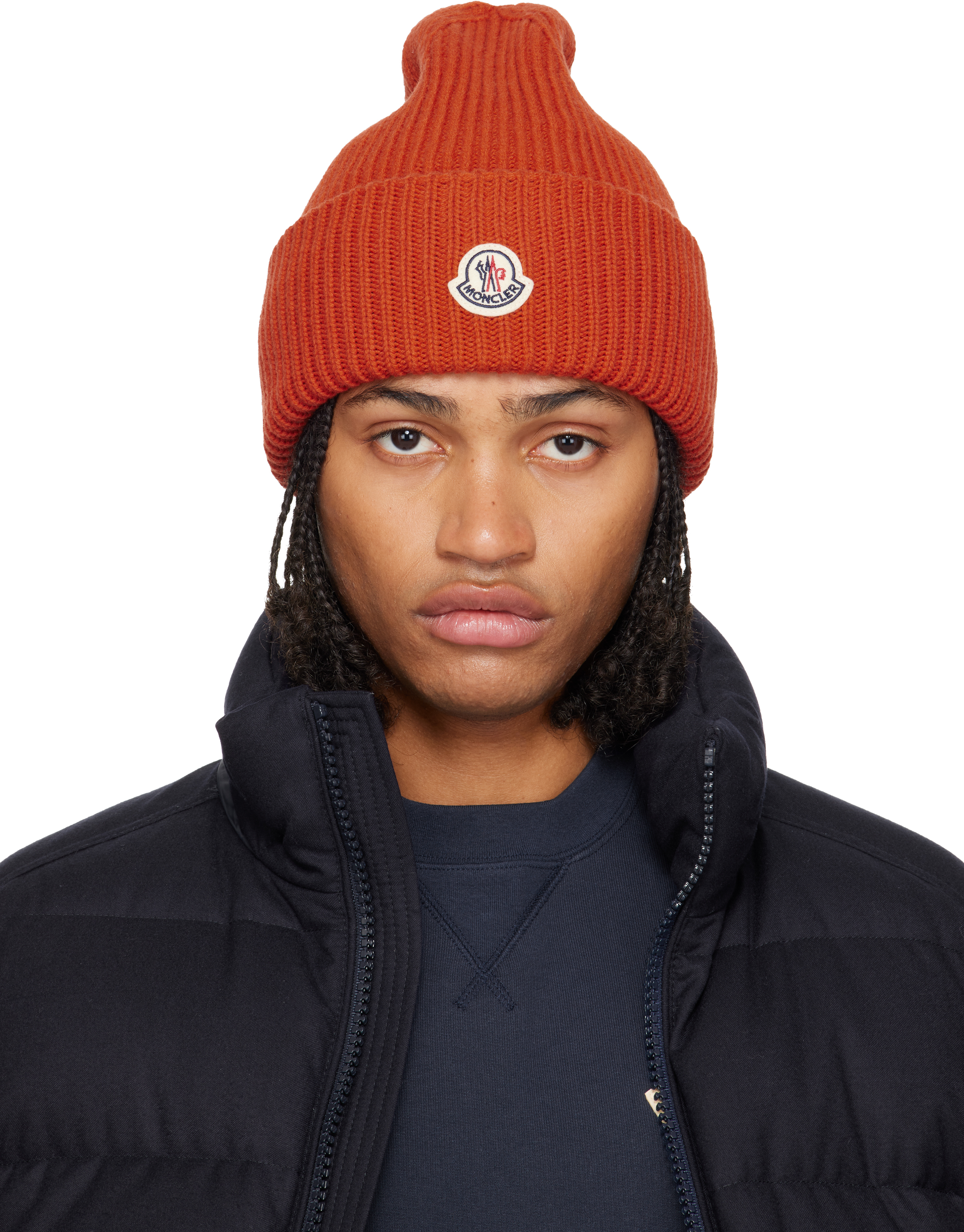 Moncler: Orange Wool & Cashmere Beanie | SSENSE