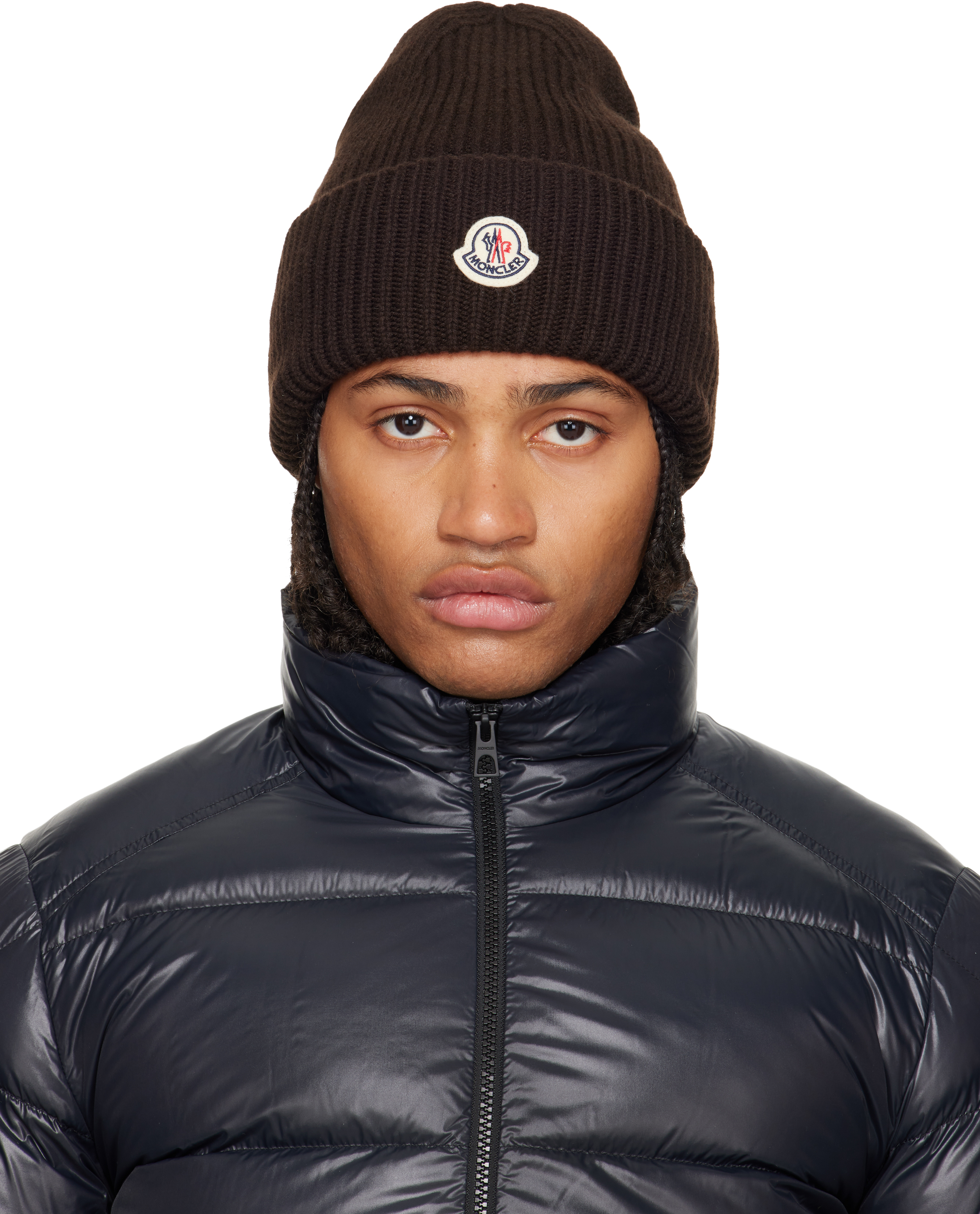 Moncler: Brown Wool & Cashmere Beanie | SSENSE