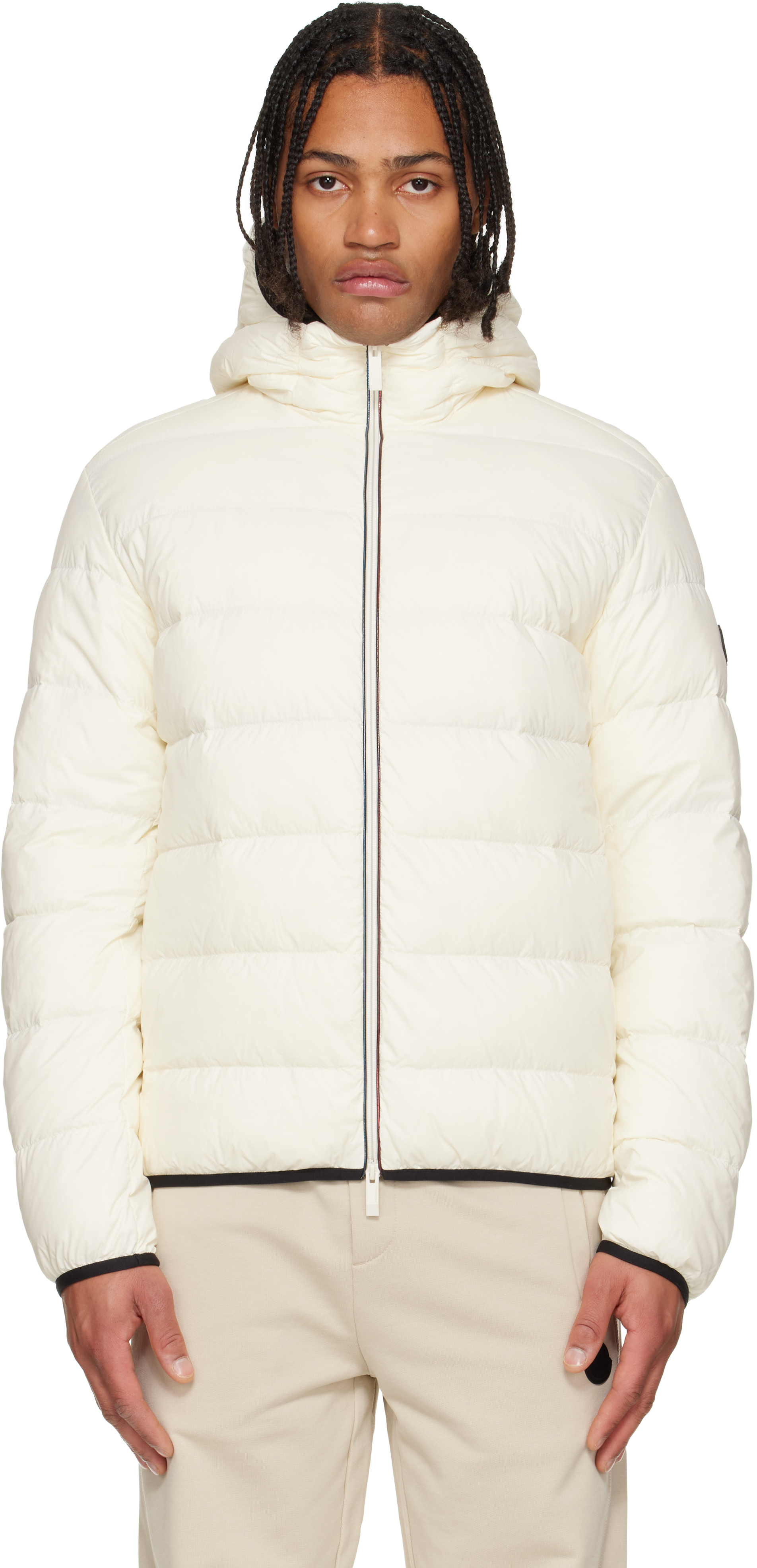 Moncler: Off-White Erdon Short Down Jacket | SSENSE