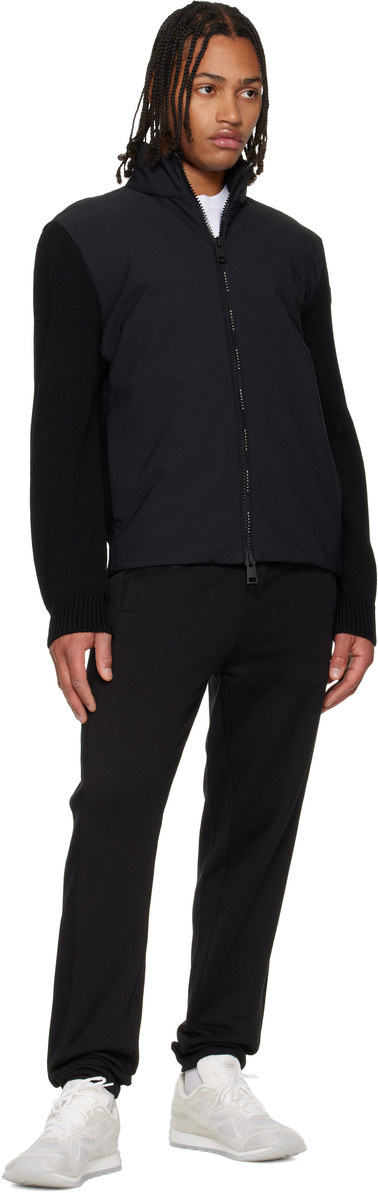 Moncler Long-sleeve Zip-up Cardigan In Black
