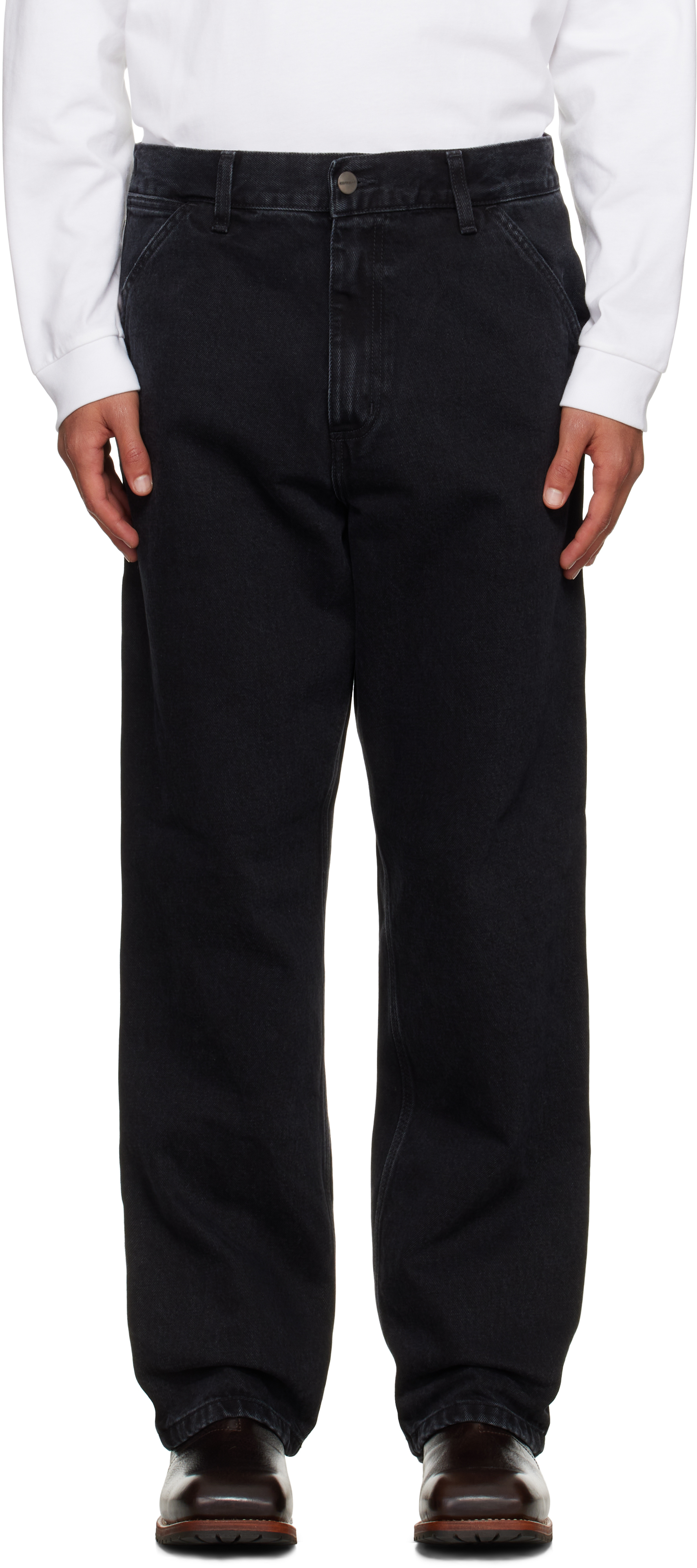 Carhartt Black Single Knee Jeans In Black
