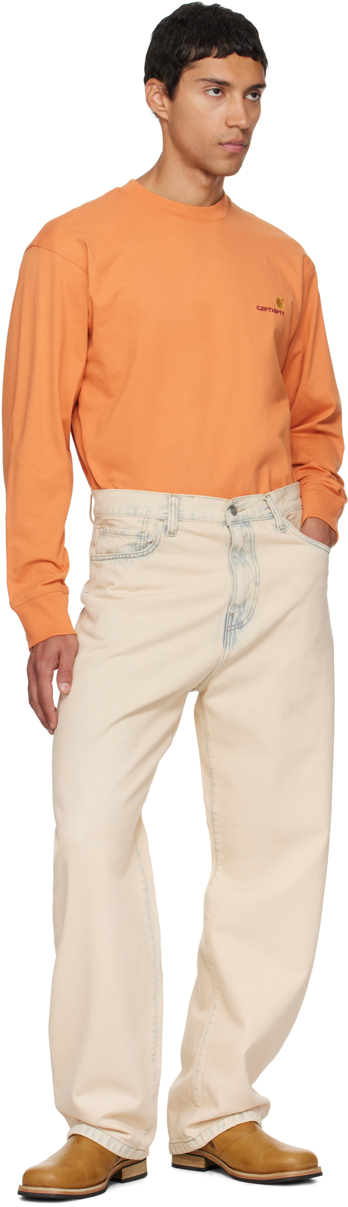 Carhartt Off-white Landon Jeans In Brown