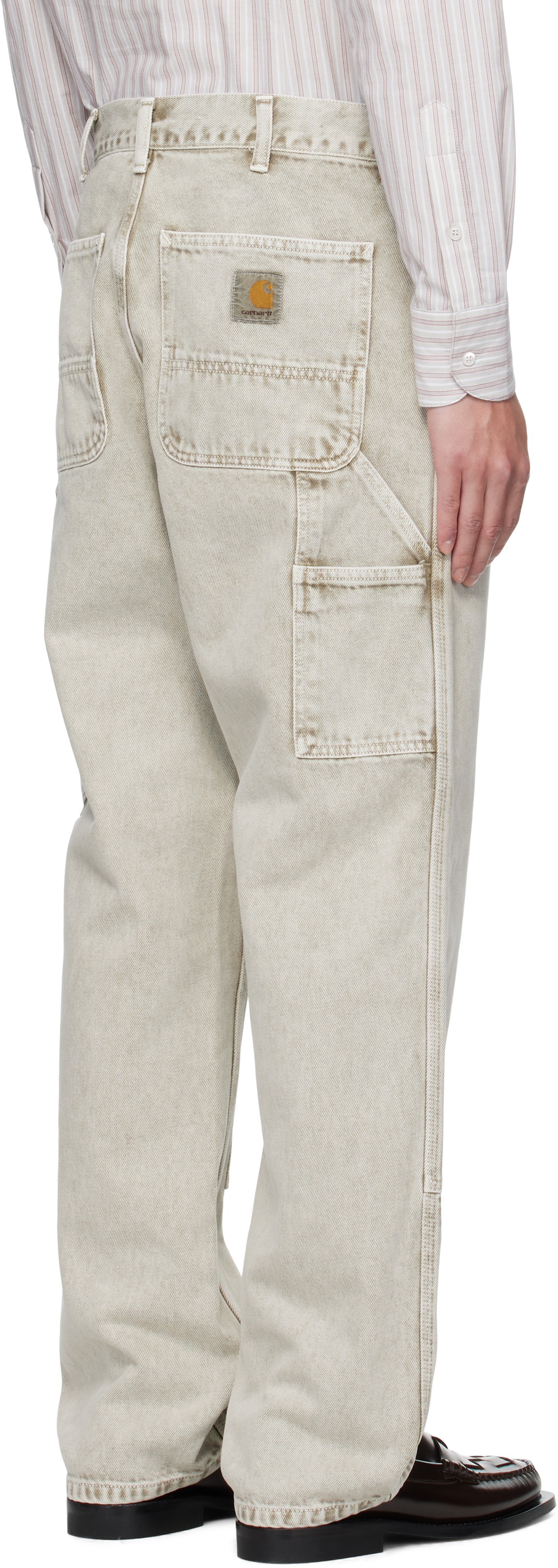 Carhartt Ip Mens Opuntia Double Knee Multi-pockets Denim Trousers In White