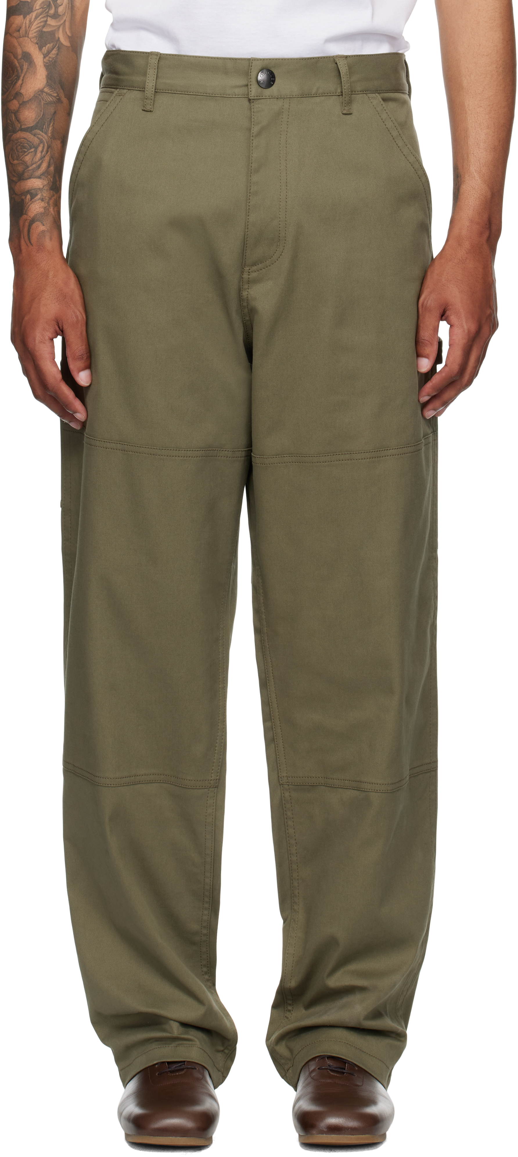 Khaki Cotton Gabardine Trousers