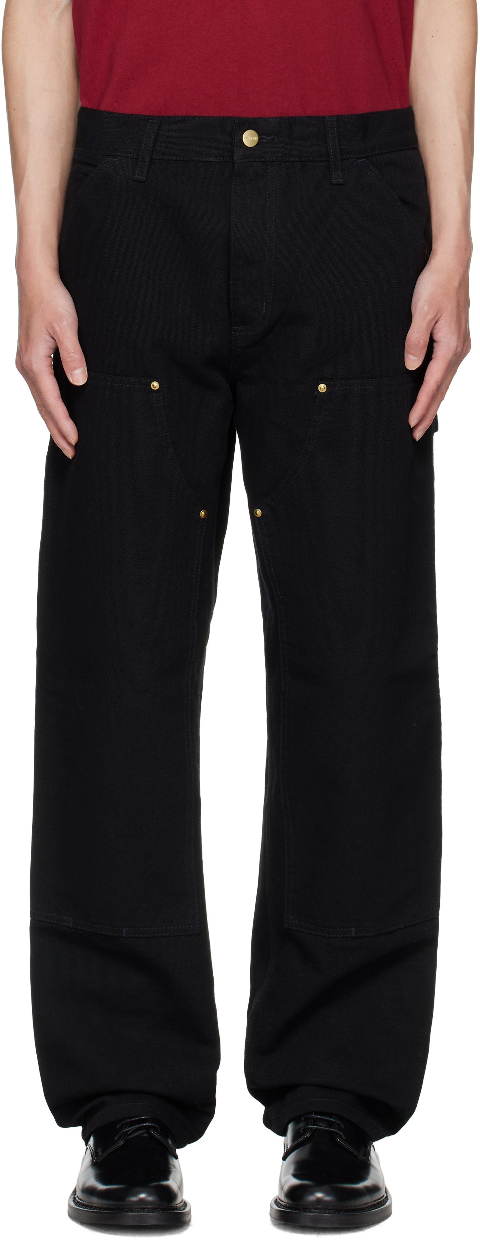 Carhartt Relaxed Straight-leg Jeans With Utility Pockets And Rivet Details In Black