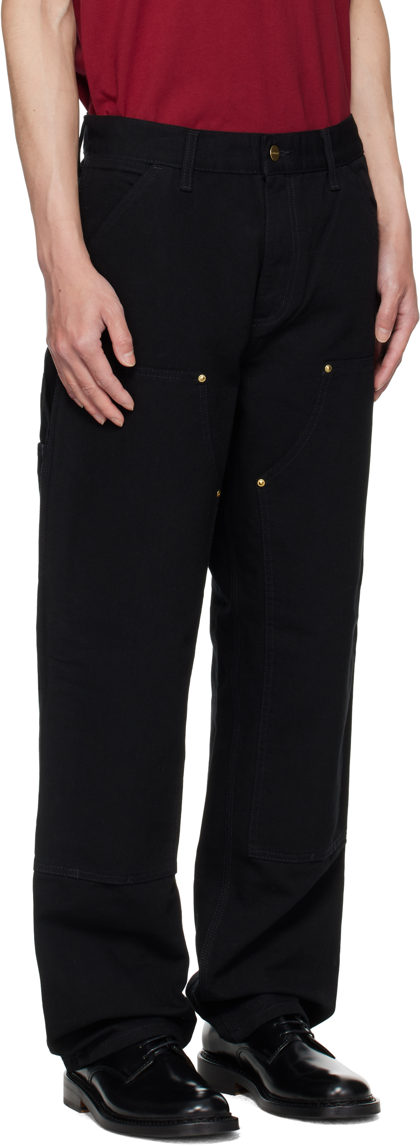 Carhartt Relaxed Straight-leg Jeans With Utility Pockets And Rivet Details In Black