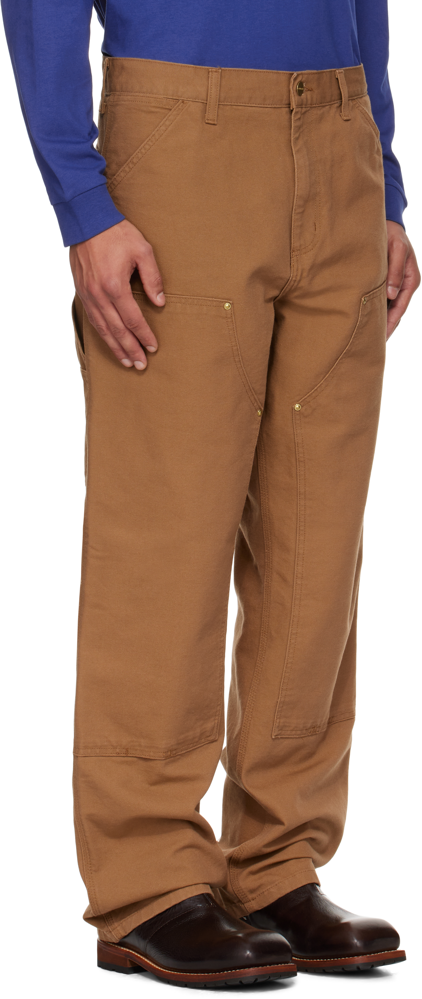 Carhartt Tan Double Knee Trousers In Orange