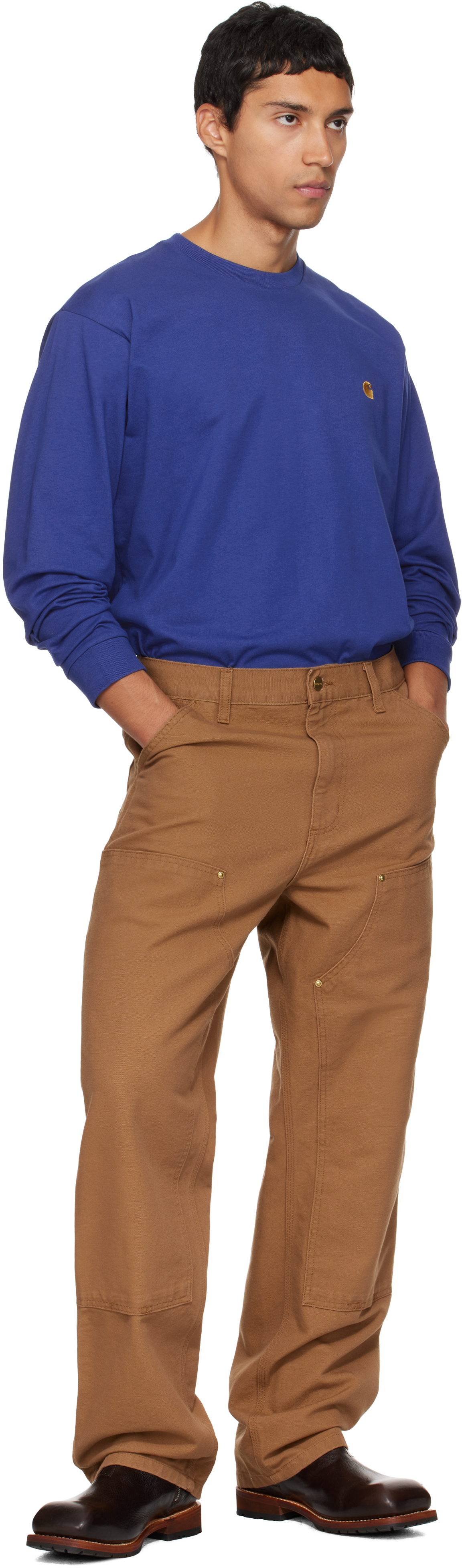 Carhartt Tan Double Knee Trousers In Orange