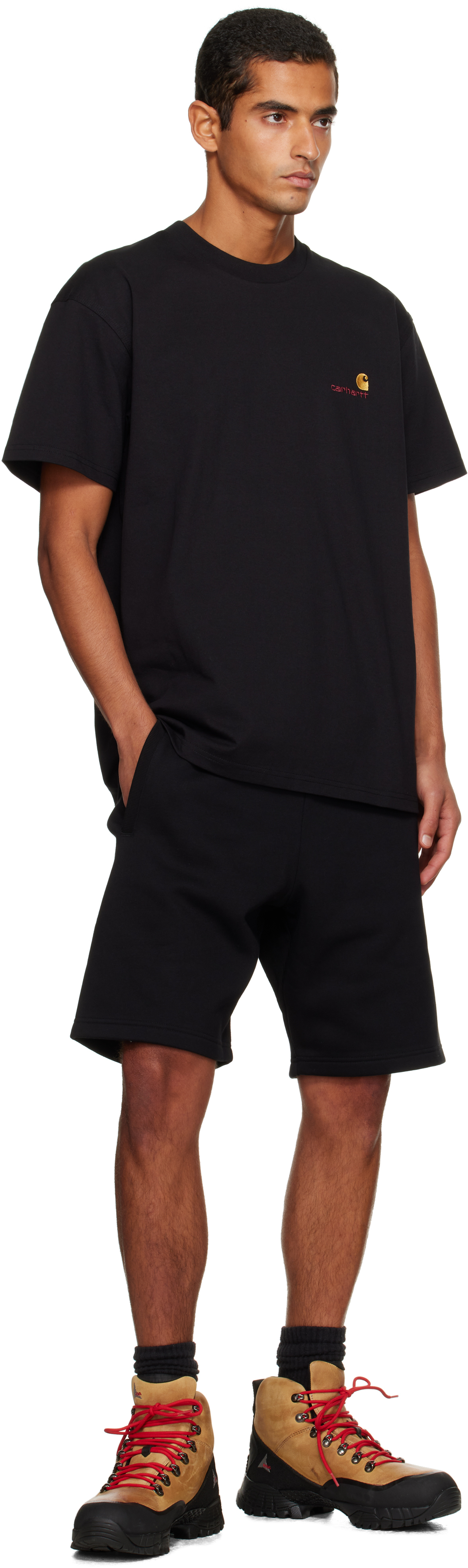 Carhartt Black Chase Sweat Shorts In Blue