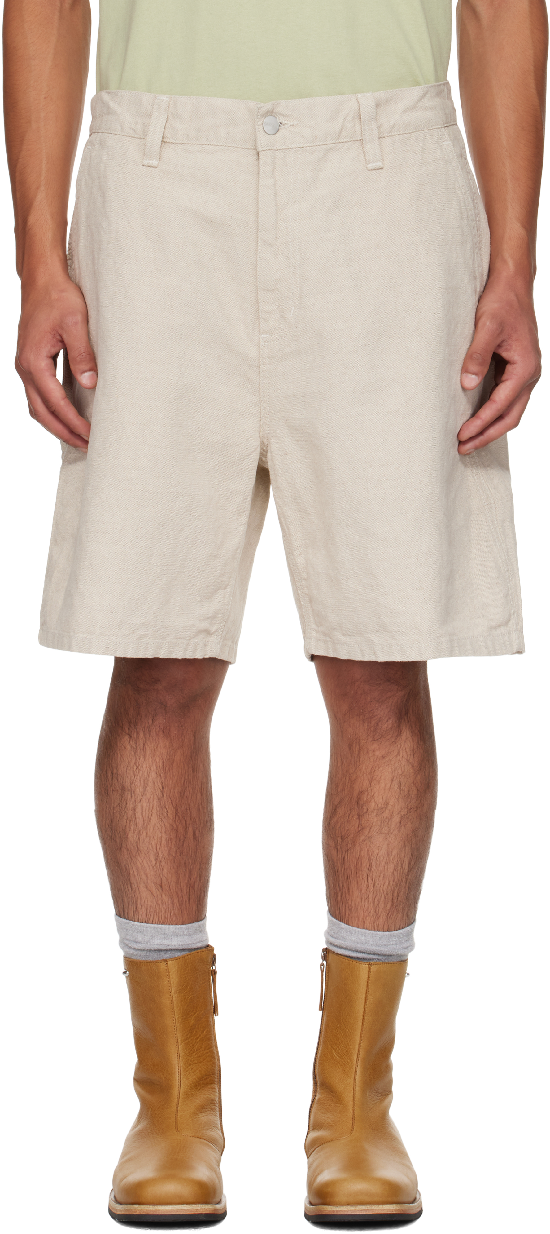 Carhartt Off-white Walter Single Knee Shorts In Neutral