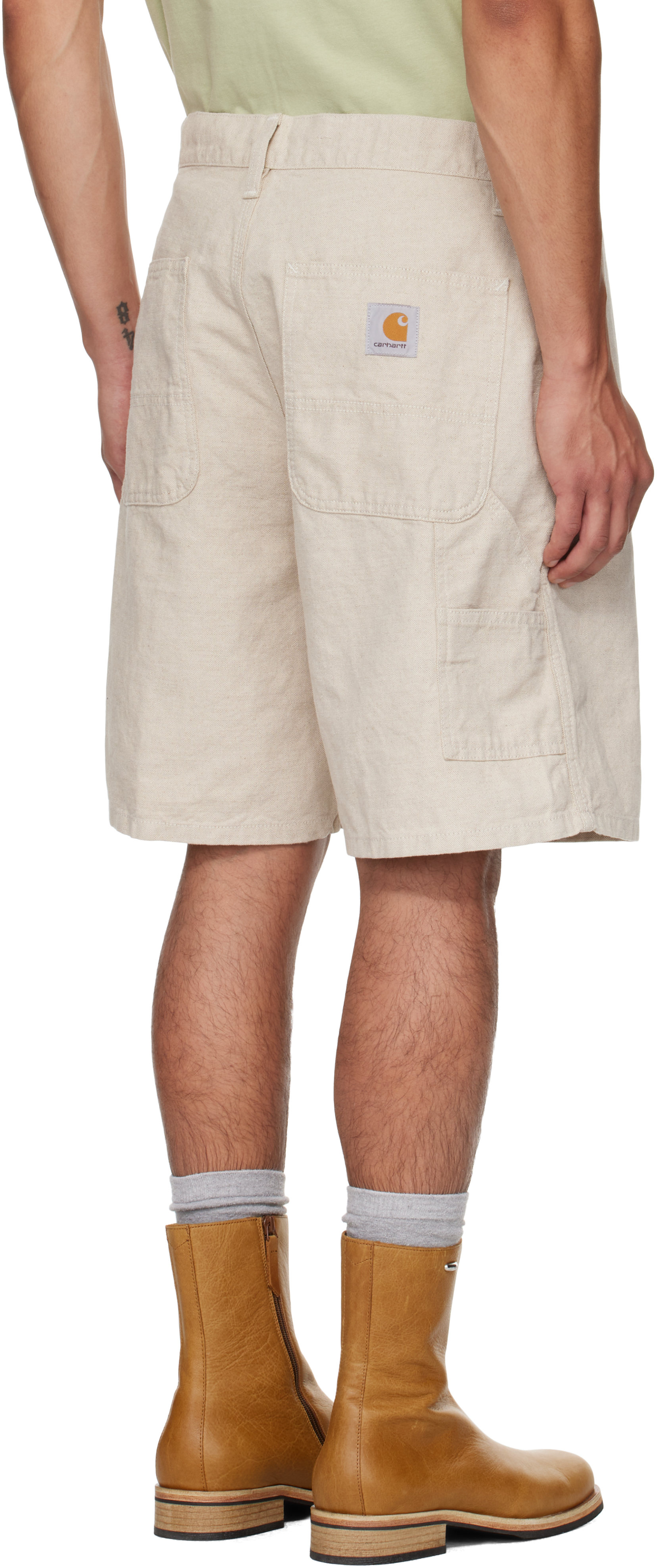 Carhartt Off-white Walter Single Knee Shorts In Neutral