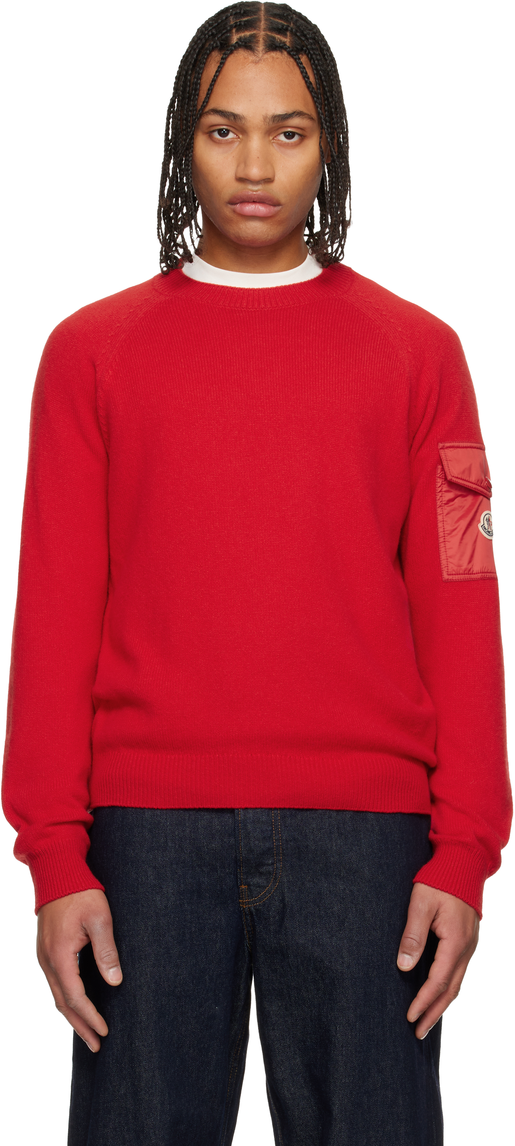 Moncler: Red Mouliné Wool & Cashmere Sweater | SSENSE