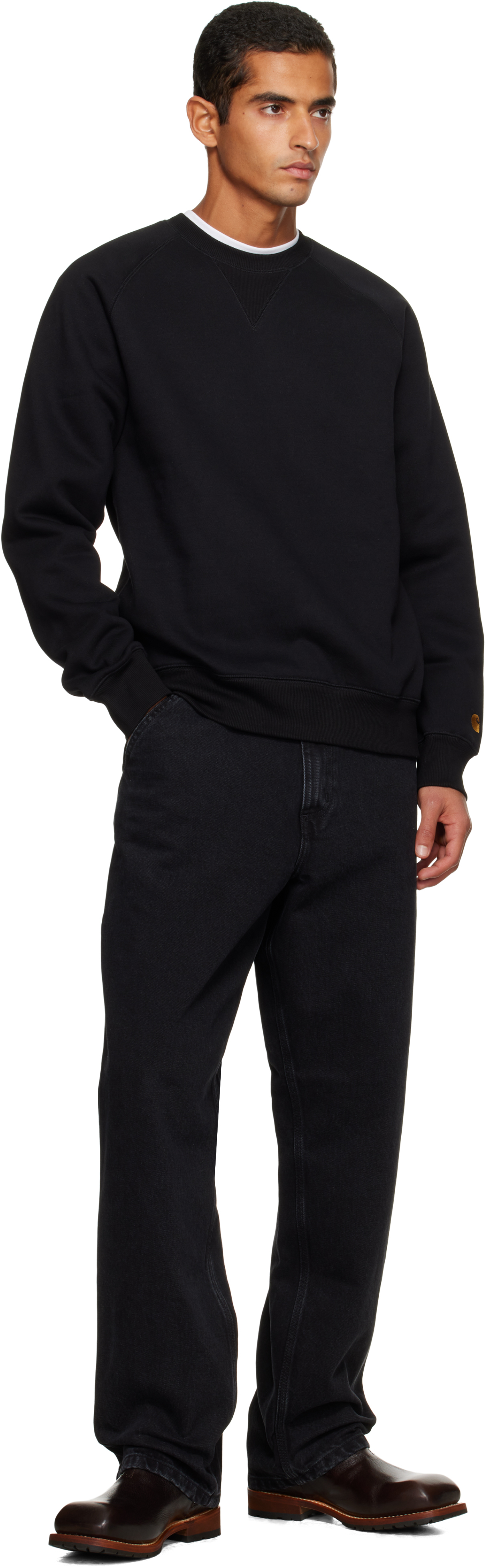 Carhartt Black Chase Sweatshirt In Pattern