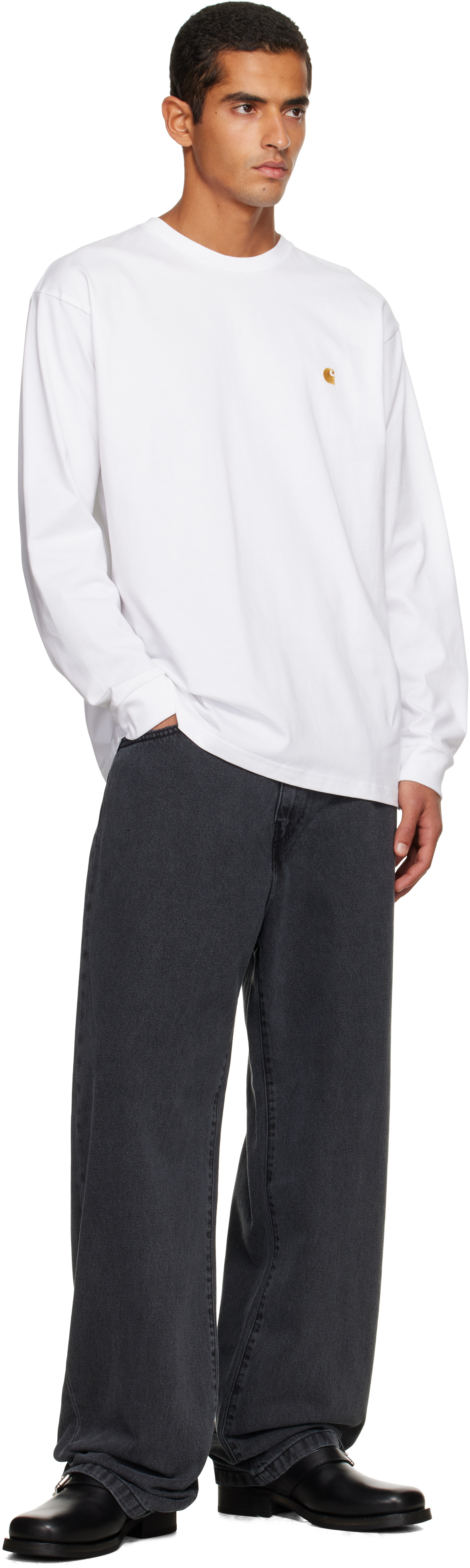 Carhartt White Chase Long Sleeve T-shirt In White